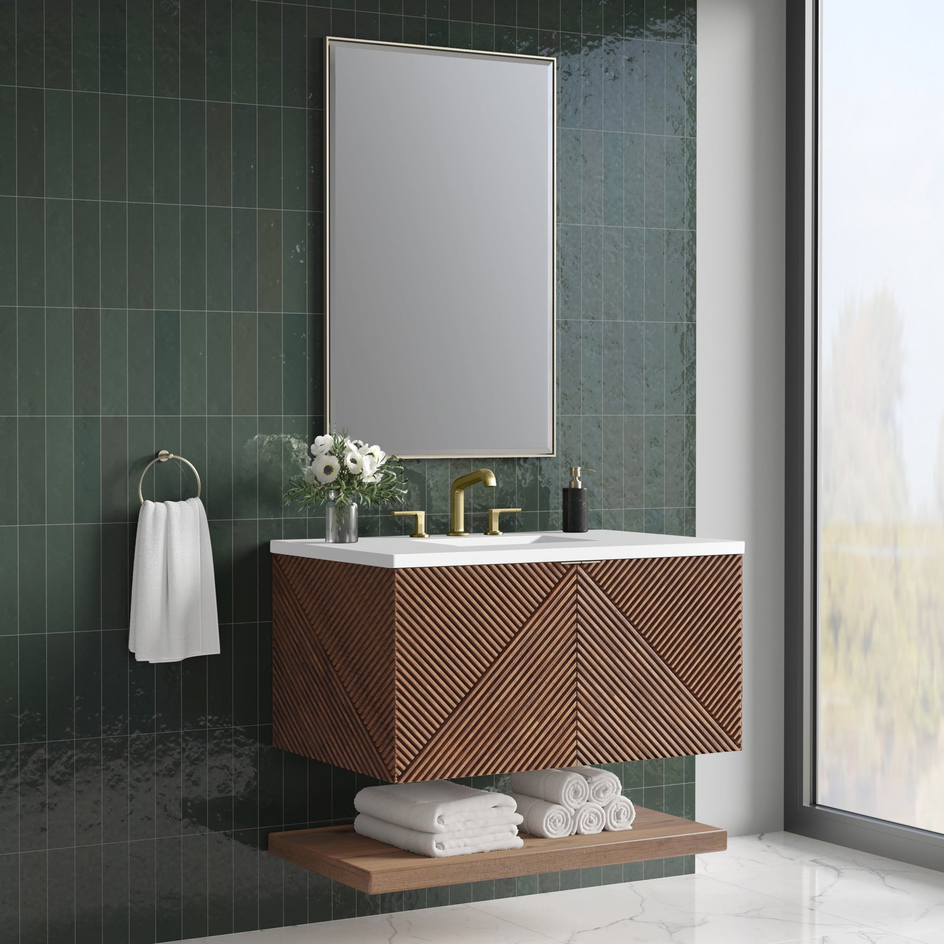 Chestnut / White Zeus - 3 Faucet Holes