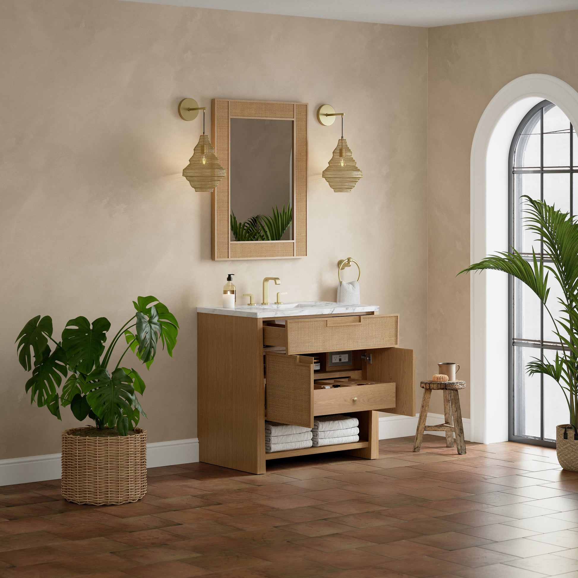 Seaside Oak / Carrara White - 3 Faucet Holes