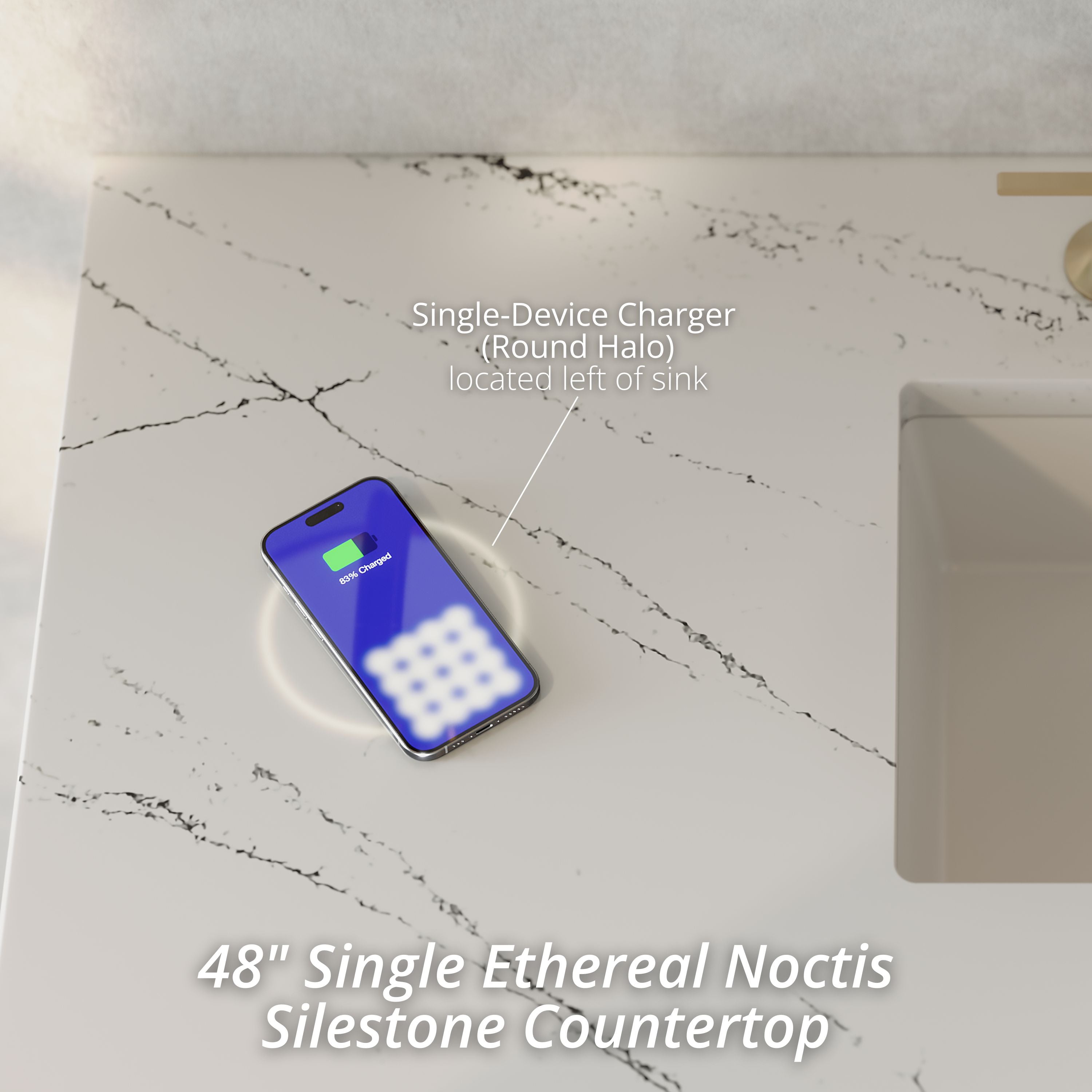 Whitewashed Oak / Ethereal Noctis - 3 Faucet Holes