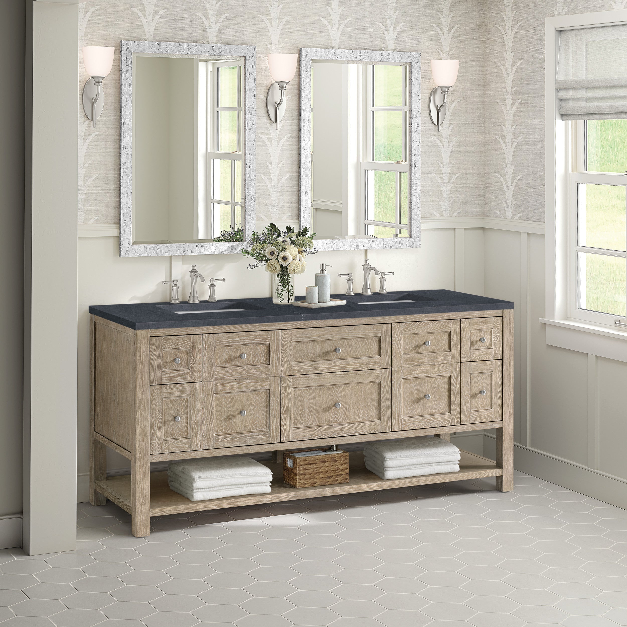 Whitewashed Oak / Charcoal Soapstone - 3 Faucet Holes
