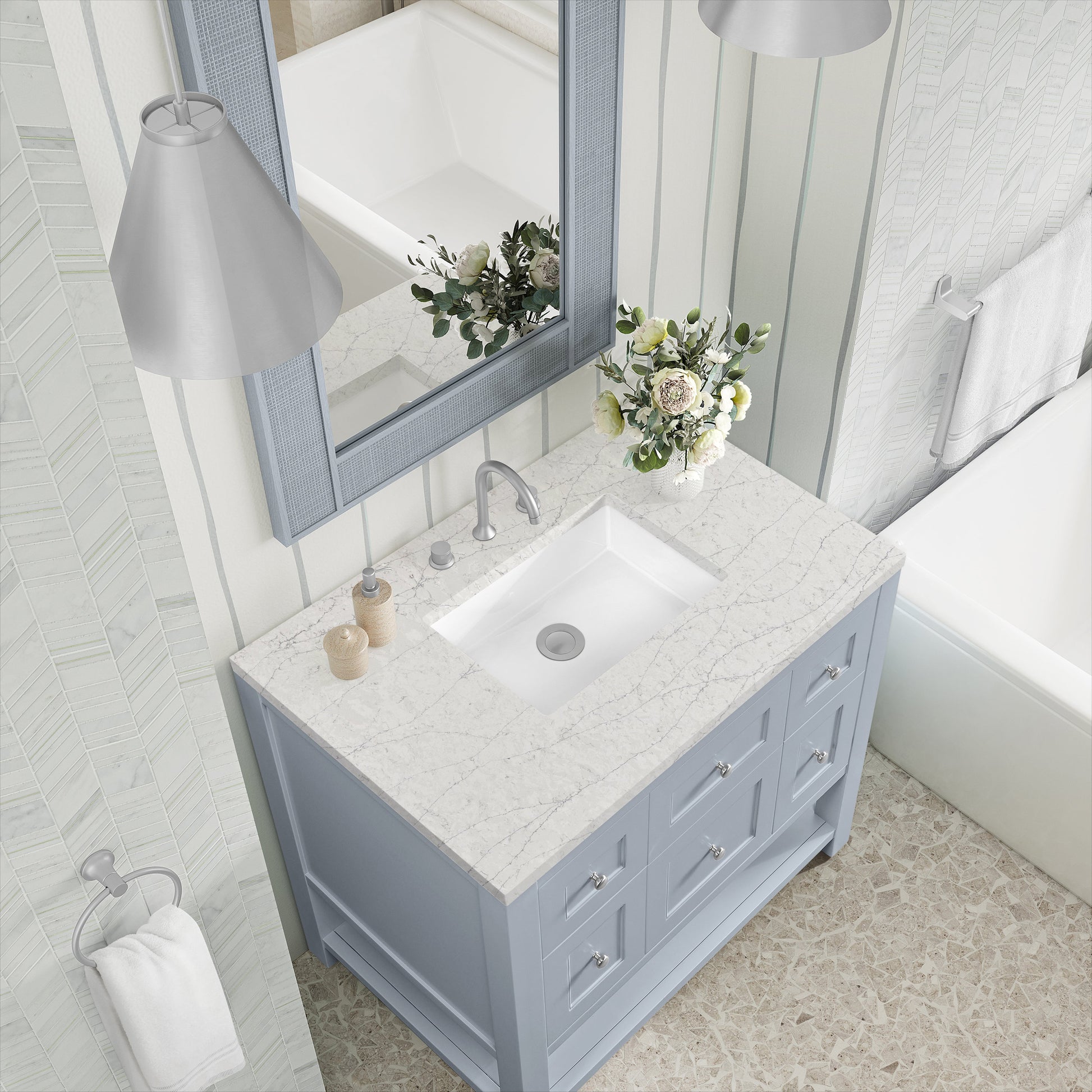 Serenity Blue / Eternal Jasmine Pearl - 3 Faucet Holes