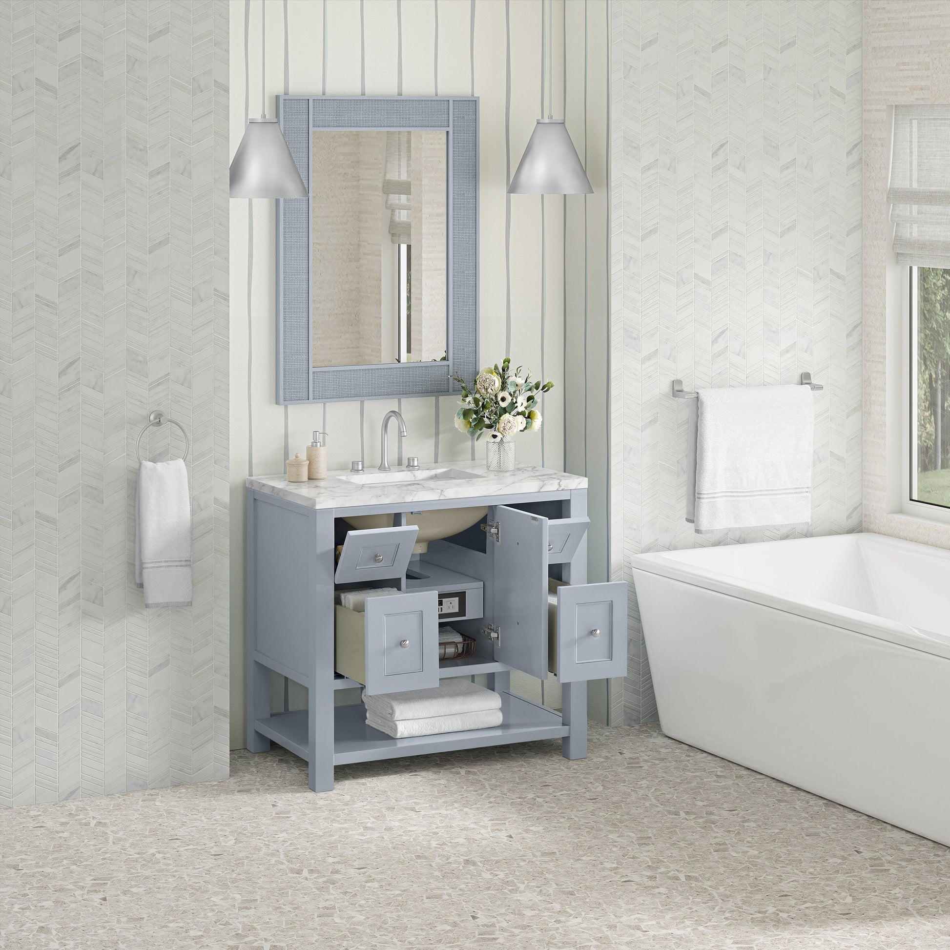 Serenity Blue / Carrara White - 3 Faucet Holes