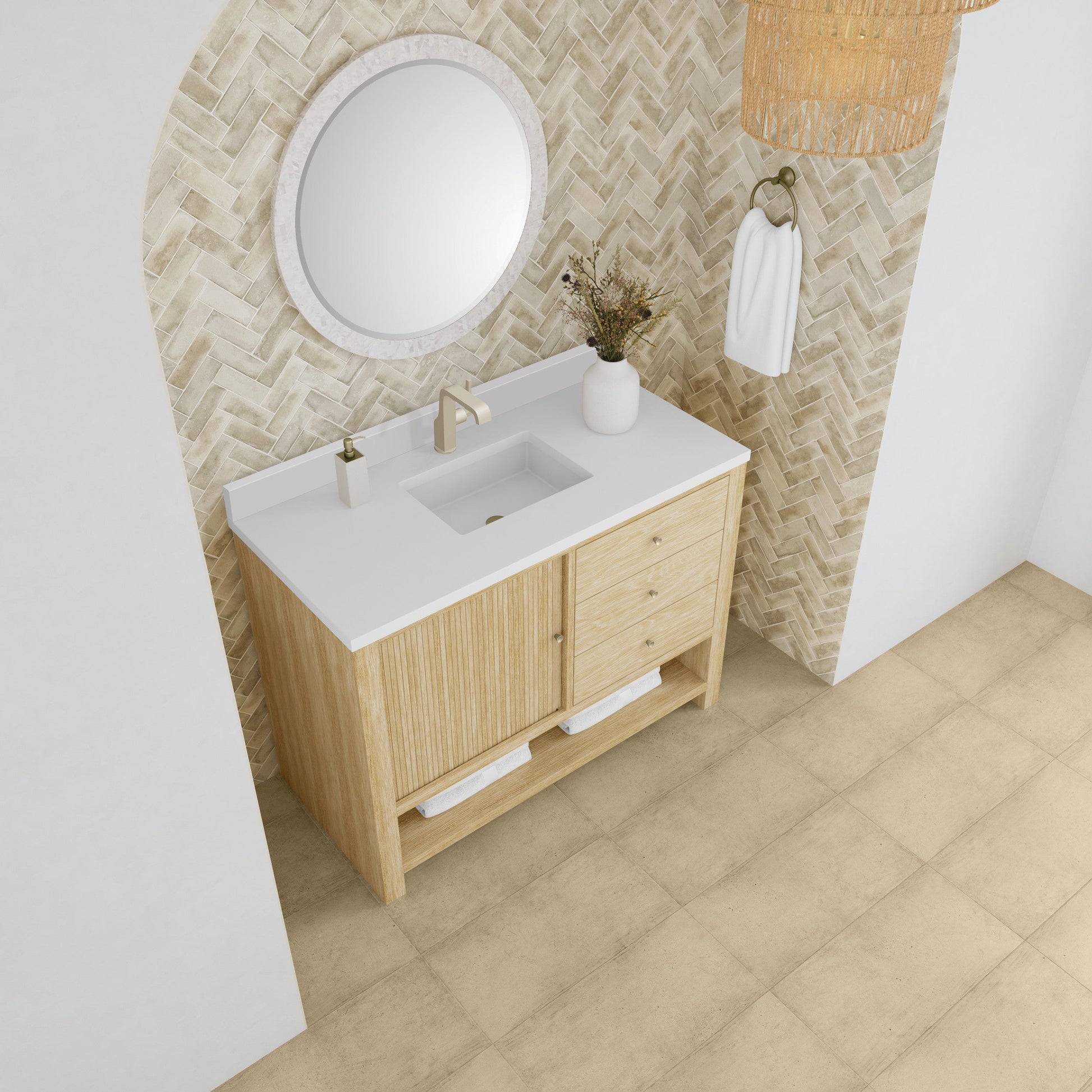 Sunwashed Oak / White Zeus - 1 Faucet Hole