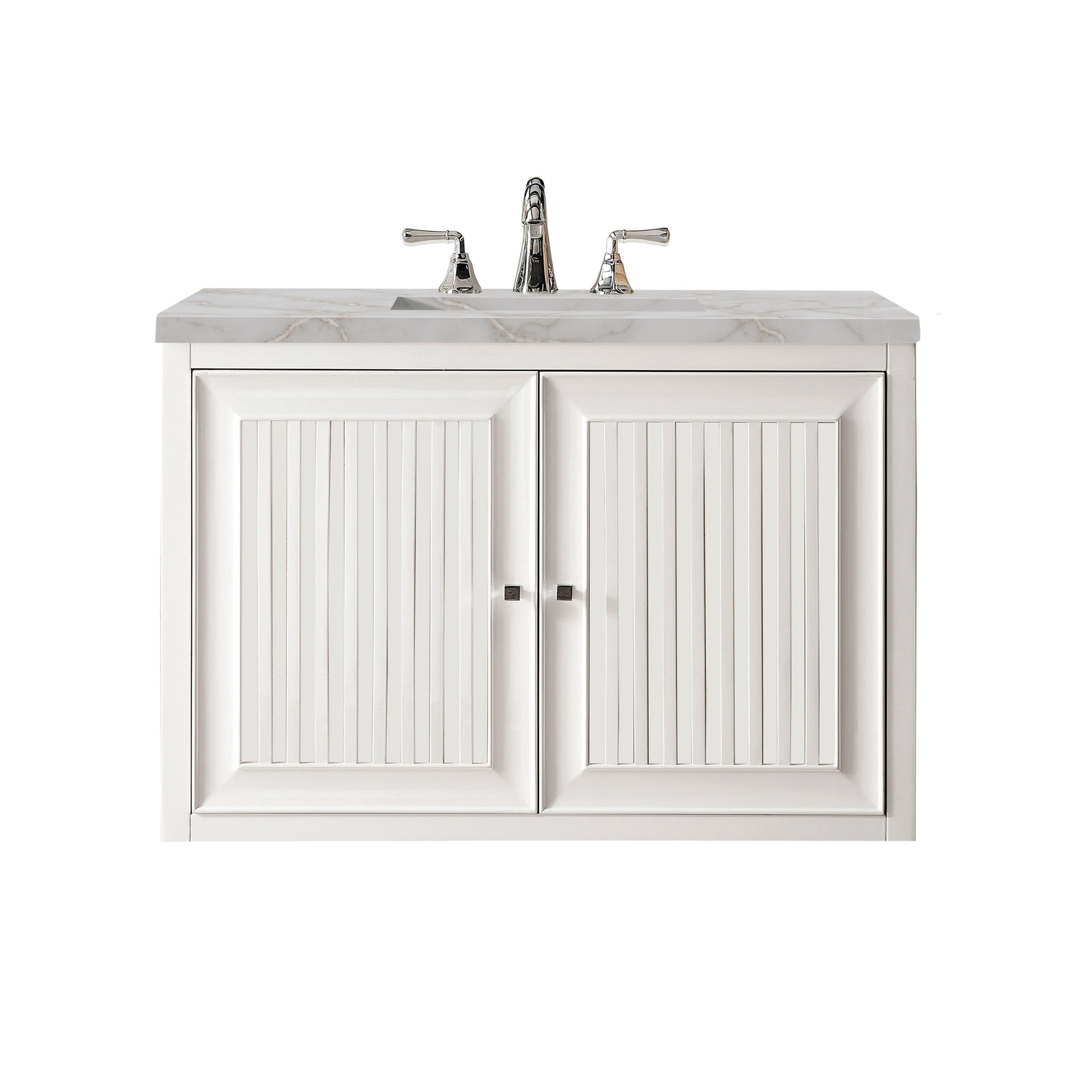 Glossy White / Victorian Silver - 3 Faucet Holes