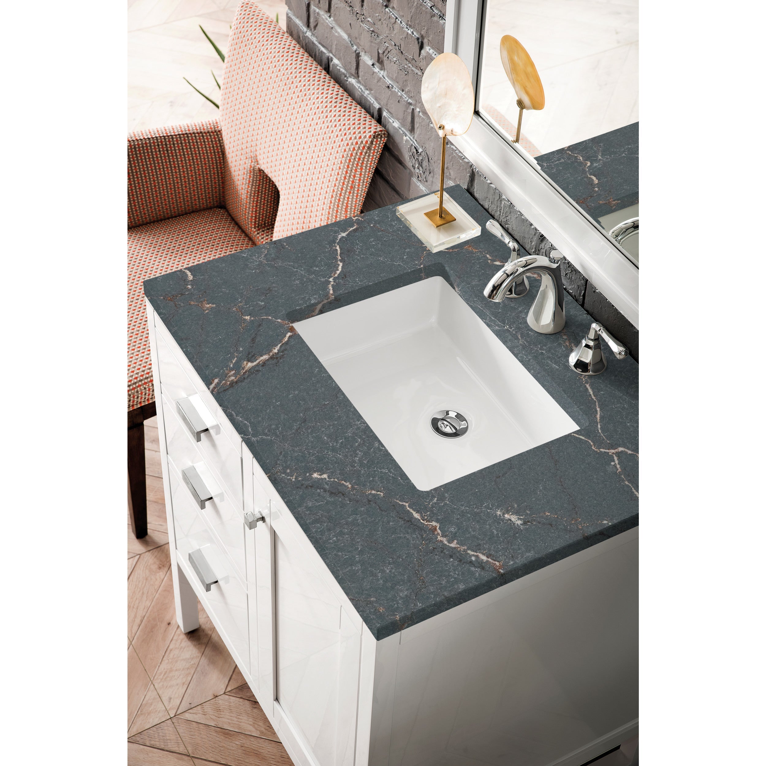 Glossy White / Parisien Bleu - 3 Faucet Holes