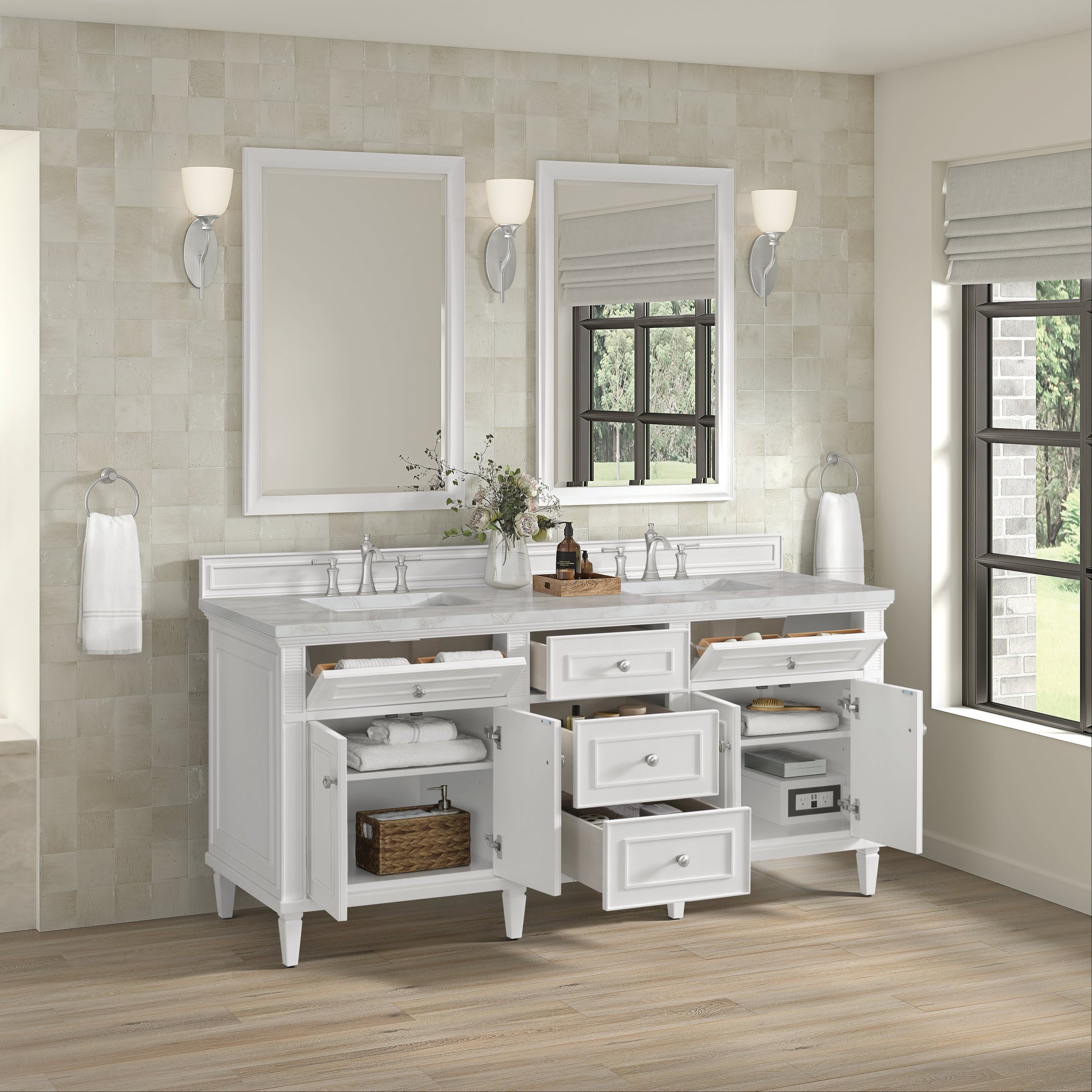 Bright White / Victorian Silver - 3 Faucet Holes