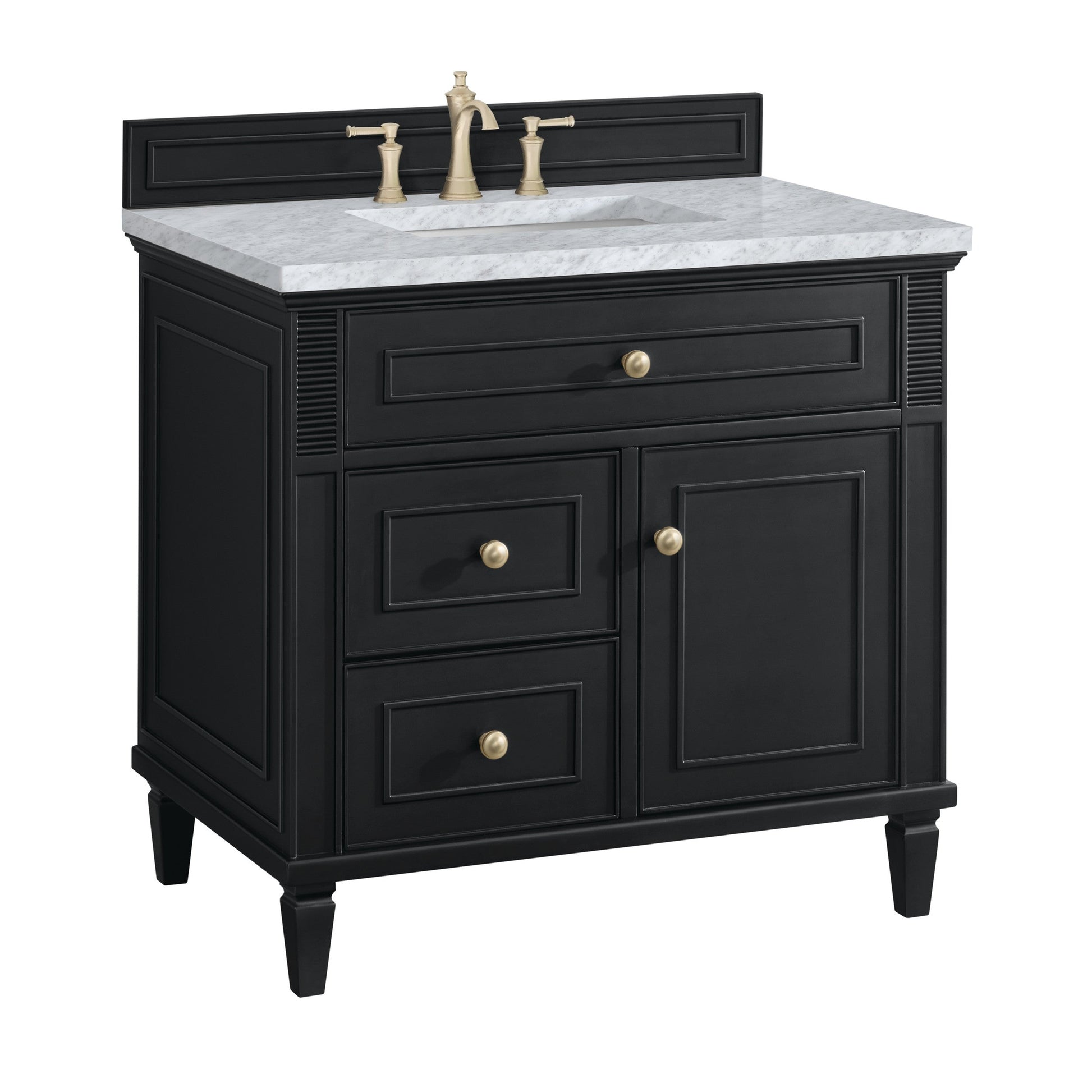 Black Onyx / Carrara White - 3 Faucet Holes