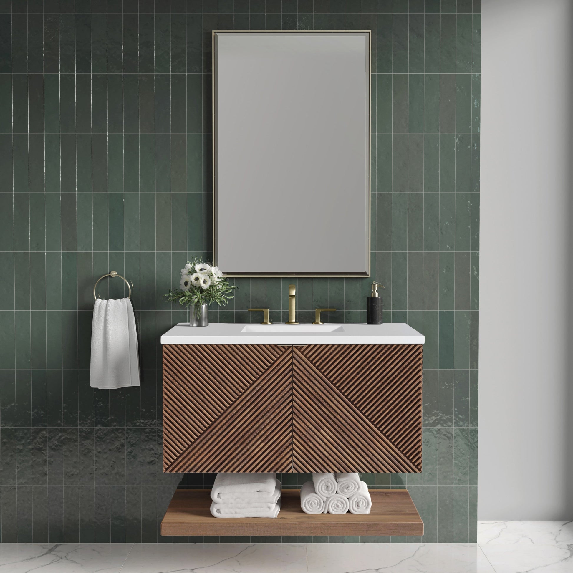 Chestnut / White Zeus - 3 Faucet Holes