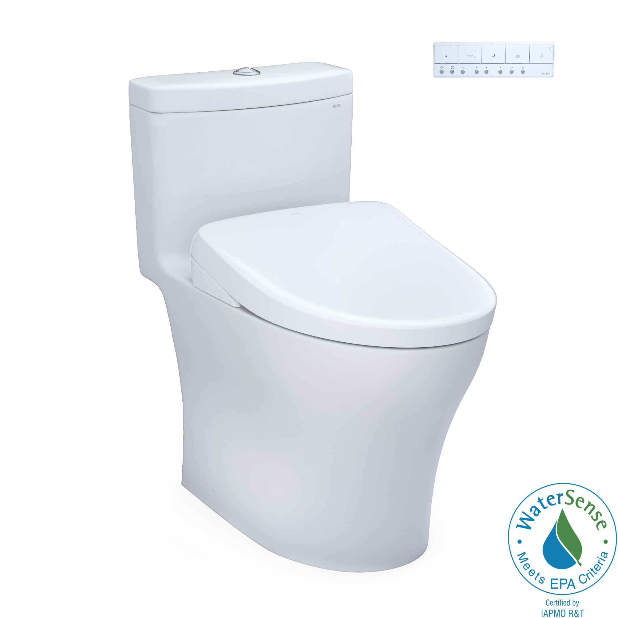 Toto Washlet+ Aquia IV One Piece Elongated Dual Flush 1.28 and 0.9 GPF Toilet with S7A Contemporary Electric Bidet Seat