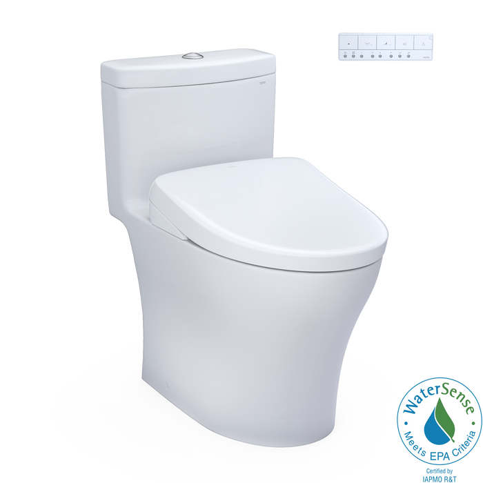 Toto Washlet+ Aquia IV One Piece Elongated Dual Flush 1.28 and 0.9 GPF Toilet with S7A Contemporary Electric Bidet Seat