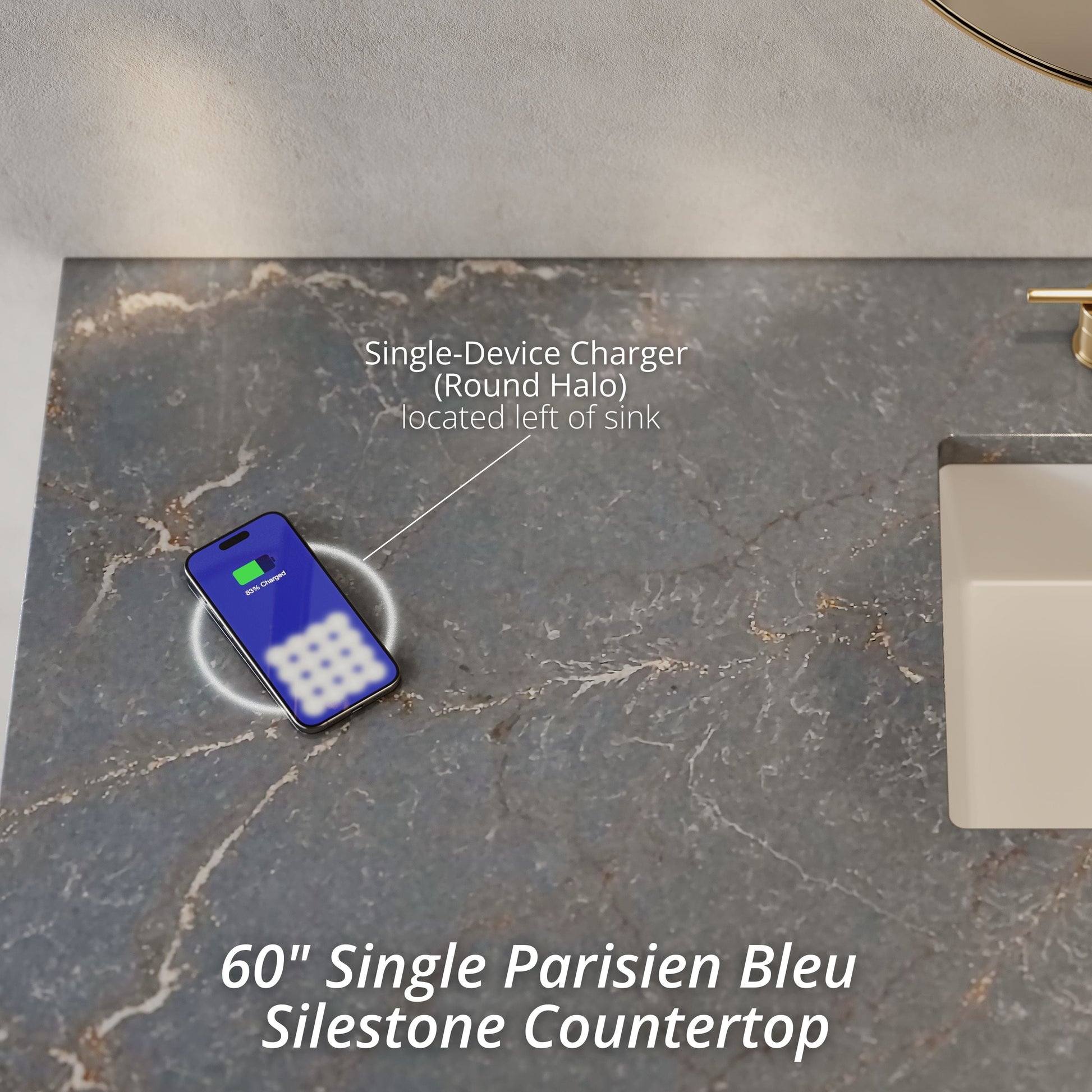 Whitewashed Walnut / Parisien Bleu - 3 Faucet Holes