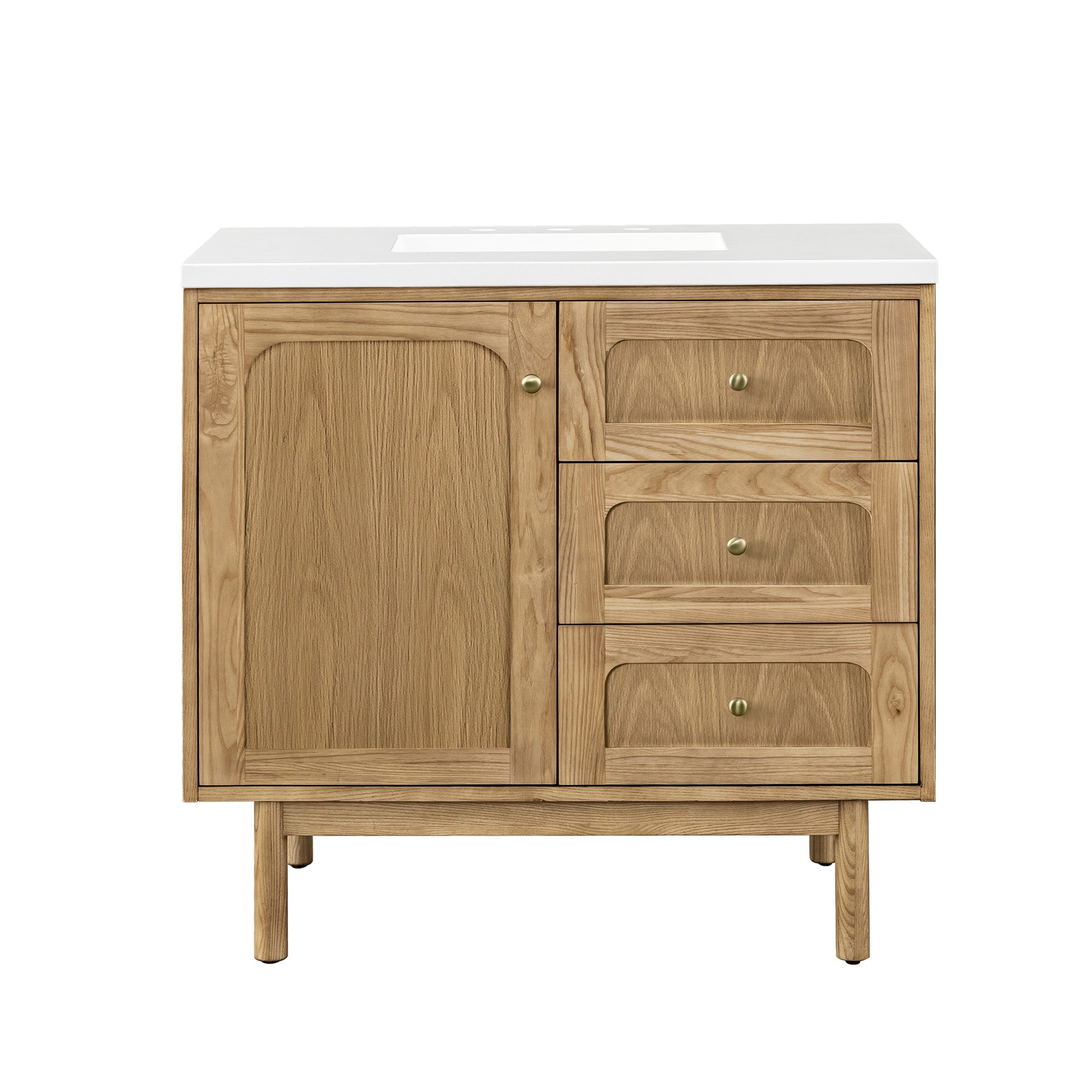 Light Natural Oak / White Zeus - 3 Faucet Holes