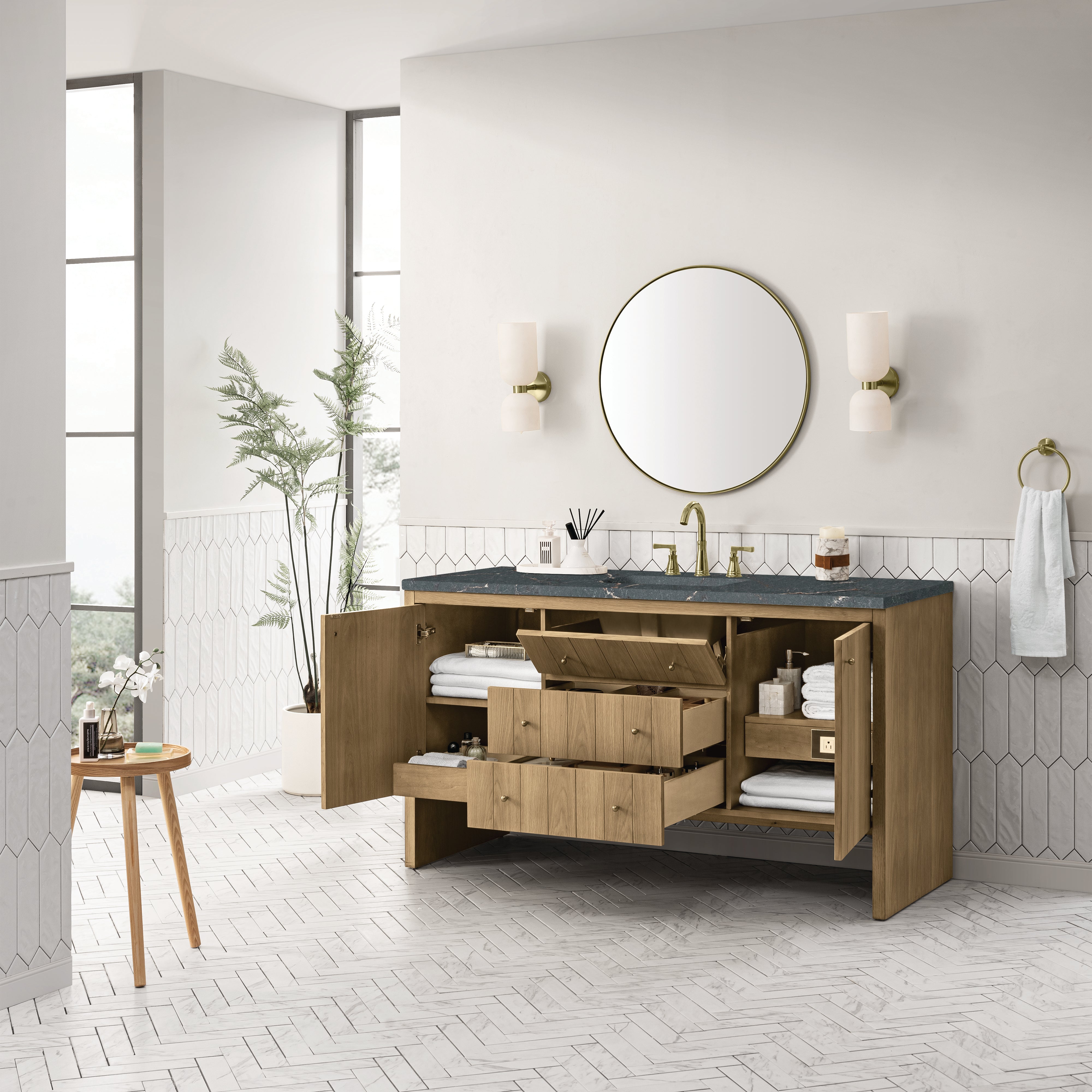 Light Natural Oak / Parisien Bleu - 3 Faucet Holes