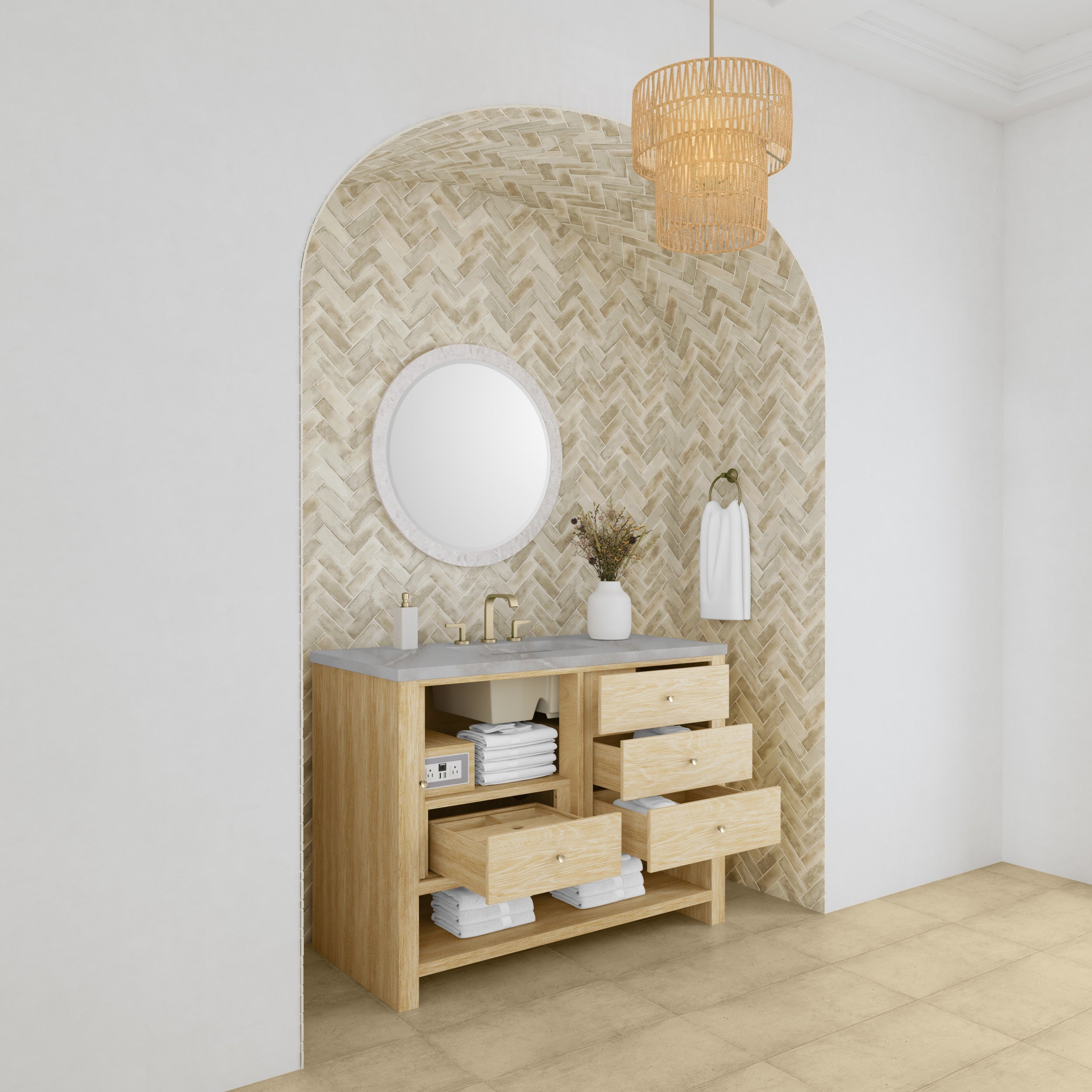 Sunwashed Oak / Victorian Silver - 3 Faucet Holes
