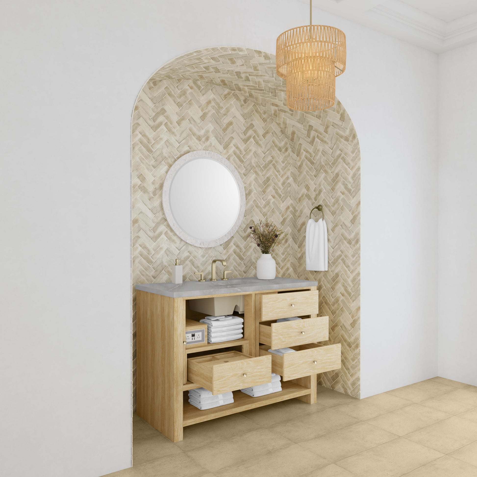 Sunwashed Oak / Victorian Silver - 3 Faucet Holes