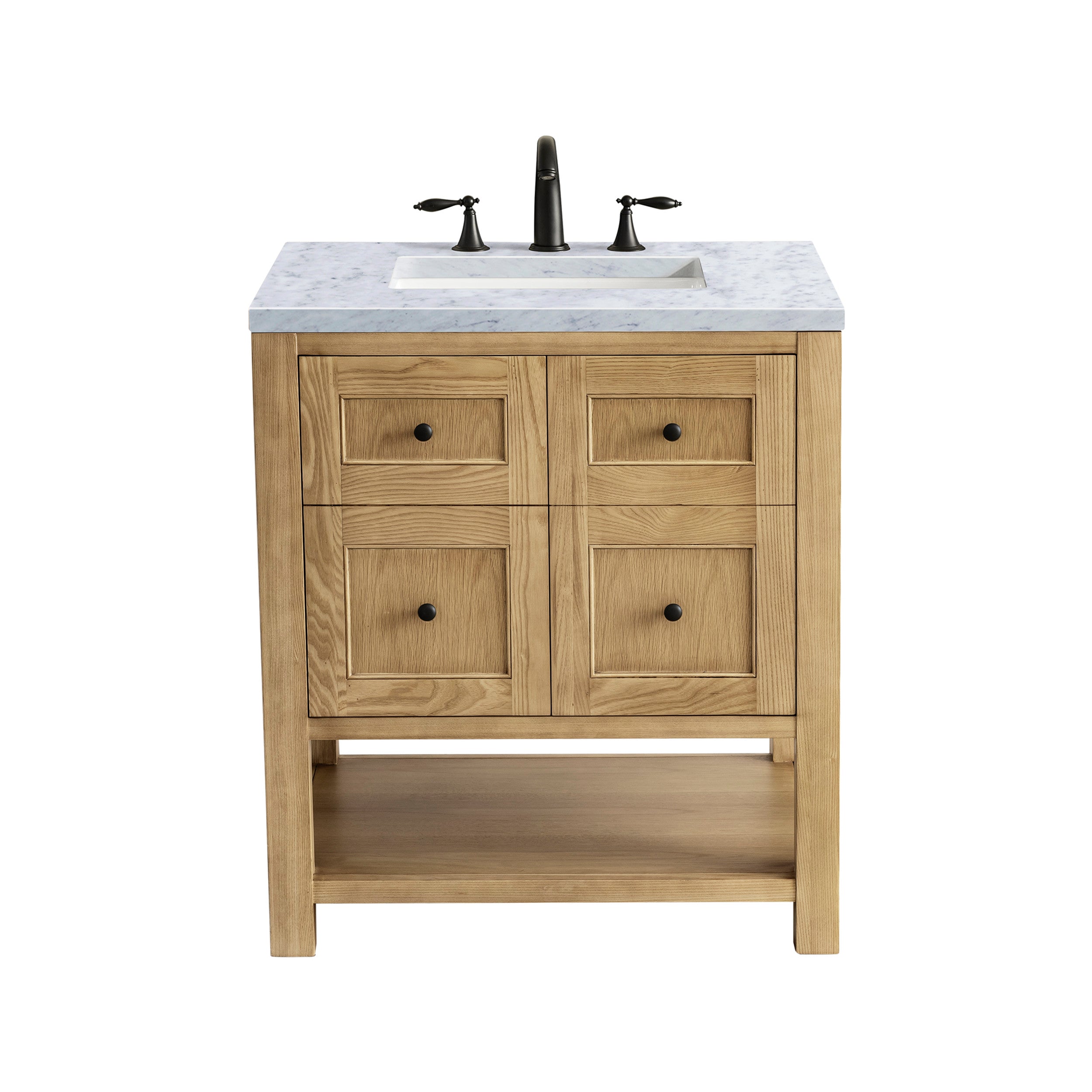 Light Natural Oak / Carrara White - 3 Faucet Holes