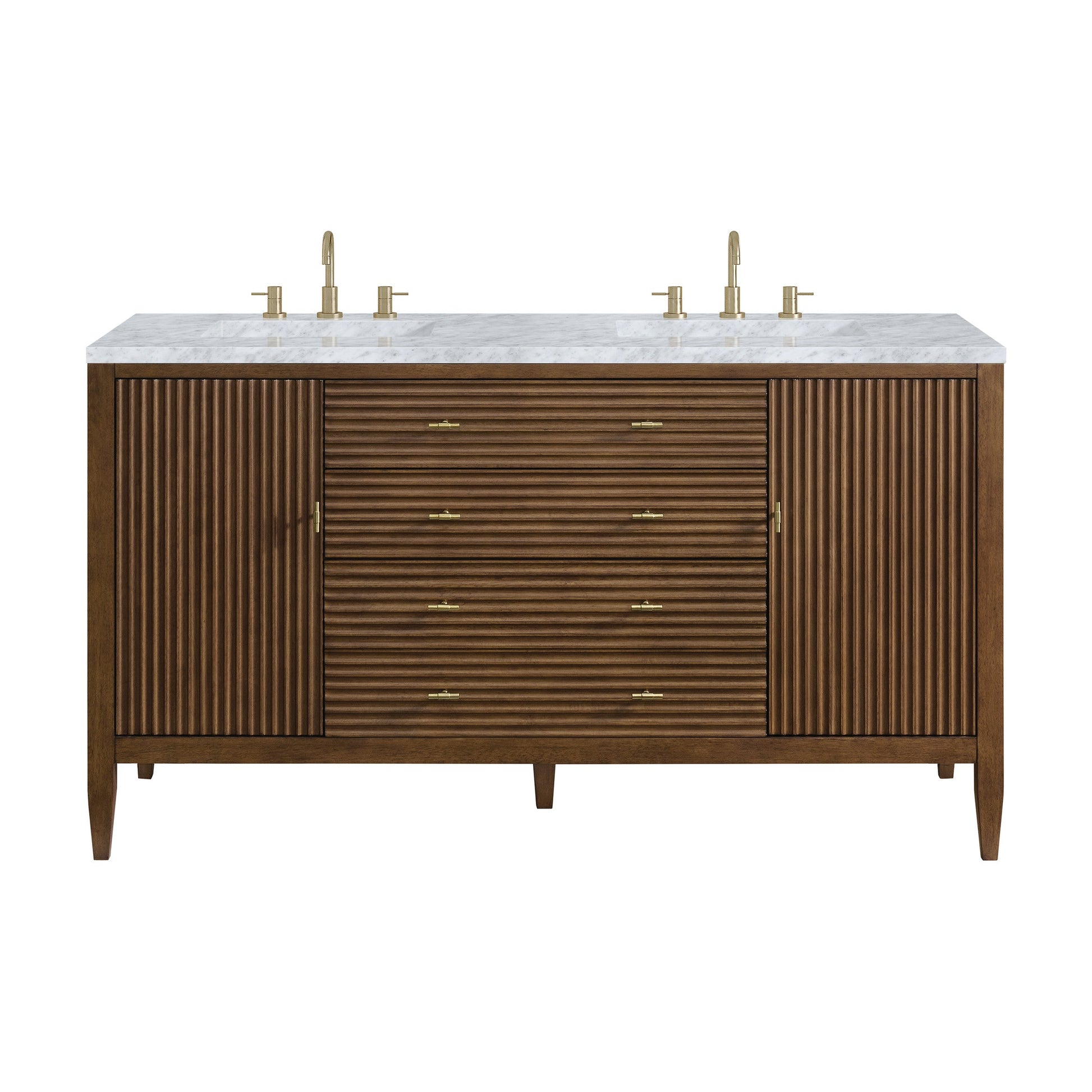 Mid-Century Walnut / Carrara White - 3 Faucet Holes
