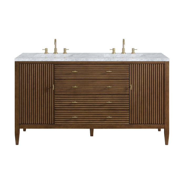 Mid-Century Walnut / Carrara White - 3 Faucet Holes