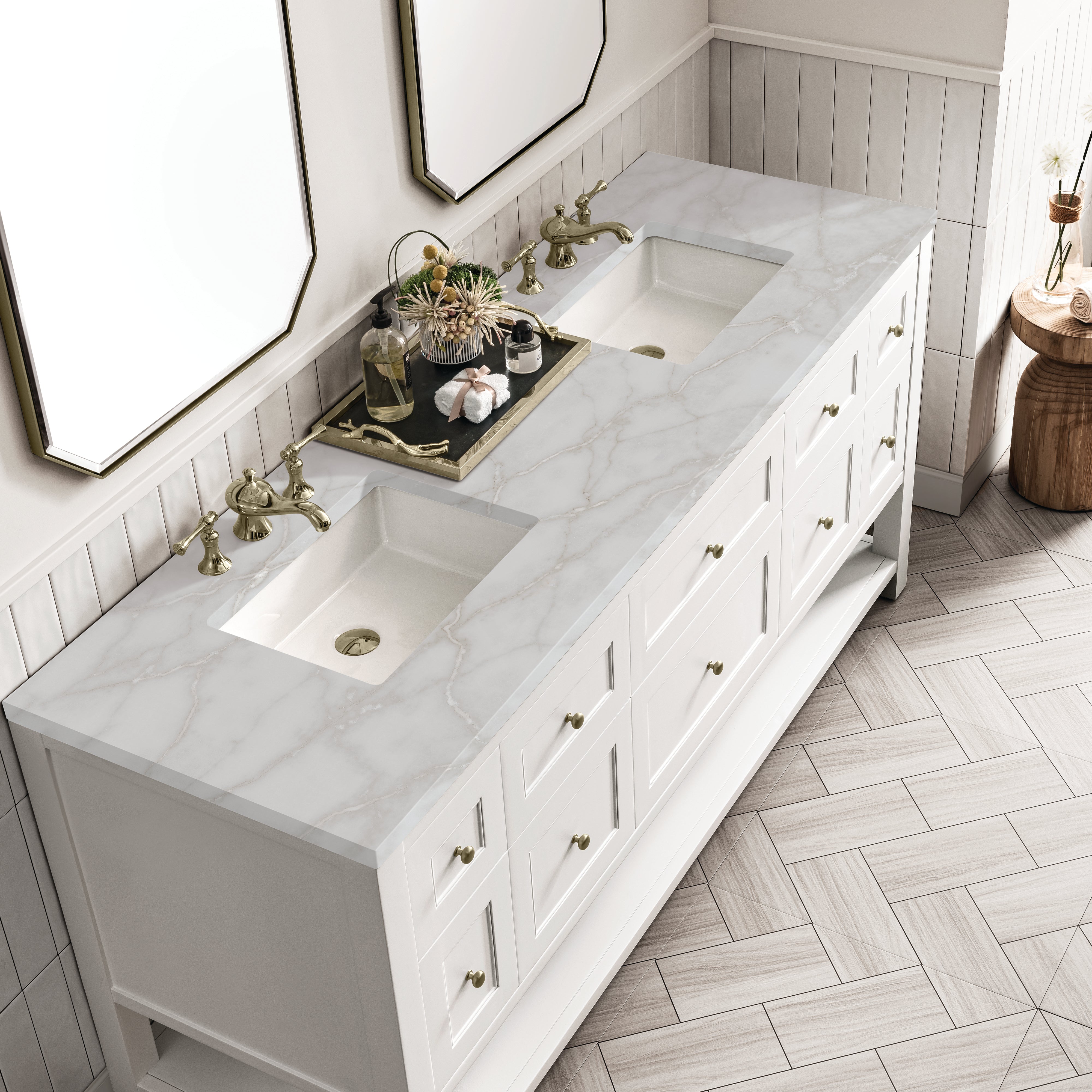 Bright White / Victorian Silver - 3 Faucet Holes