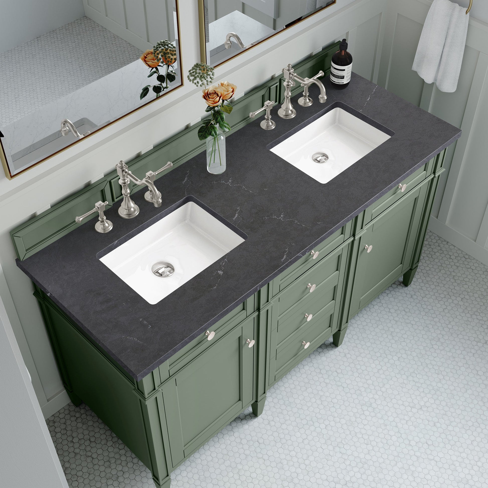 Smokey Celadon / Charcoal Soapstone - 3 Faucet Holes