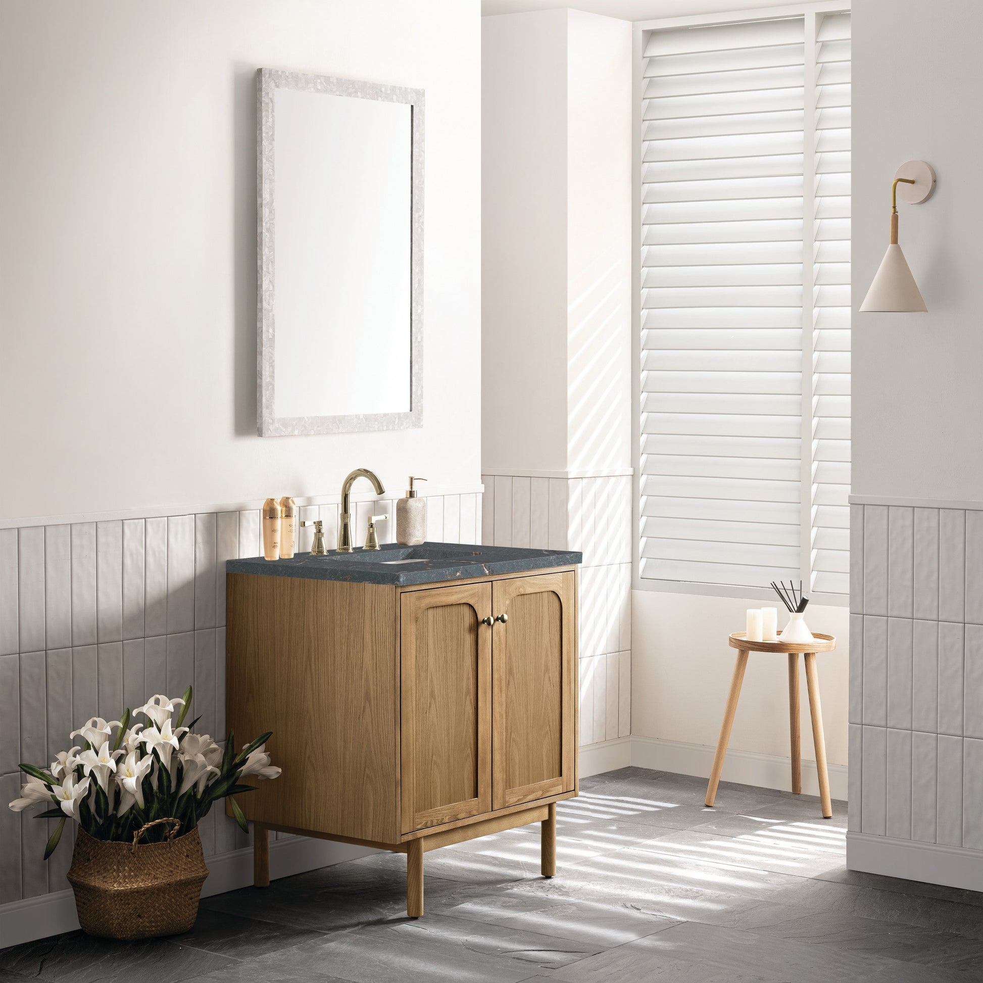 Light Natural Oak / Parisien Bleu - 3 Faucet Holes