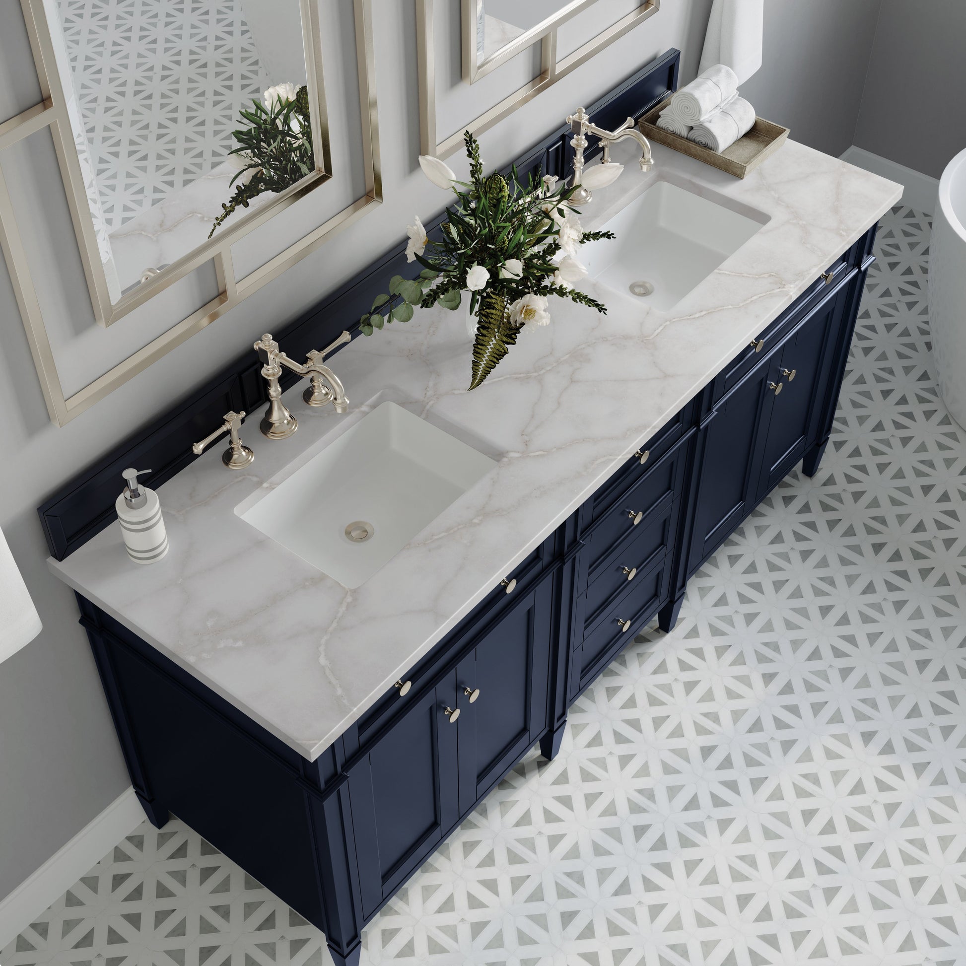 Victory Blue / Victorian Silver - 3 Faucet Holes