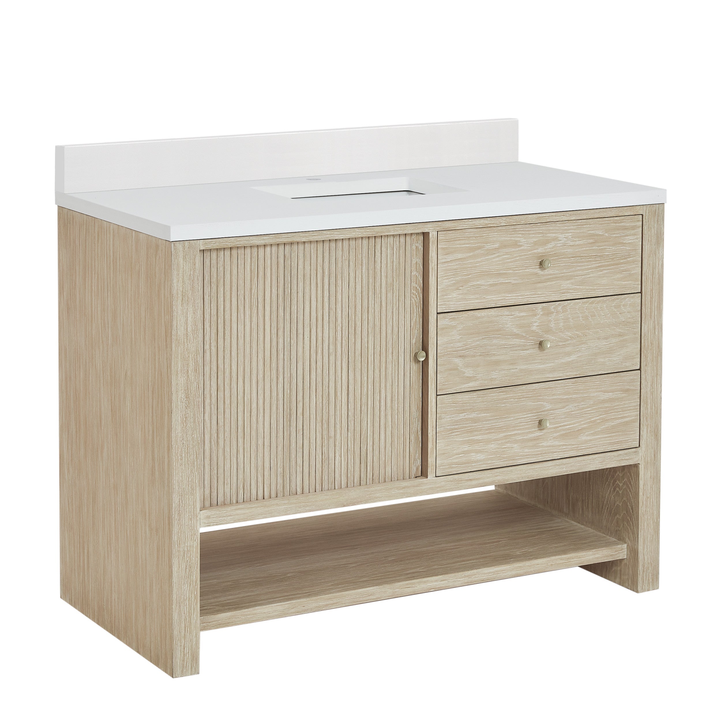 Sunwashed Oak / White Zeus - 1 Faucet Hole