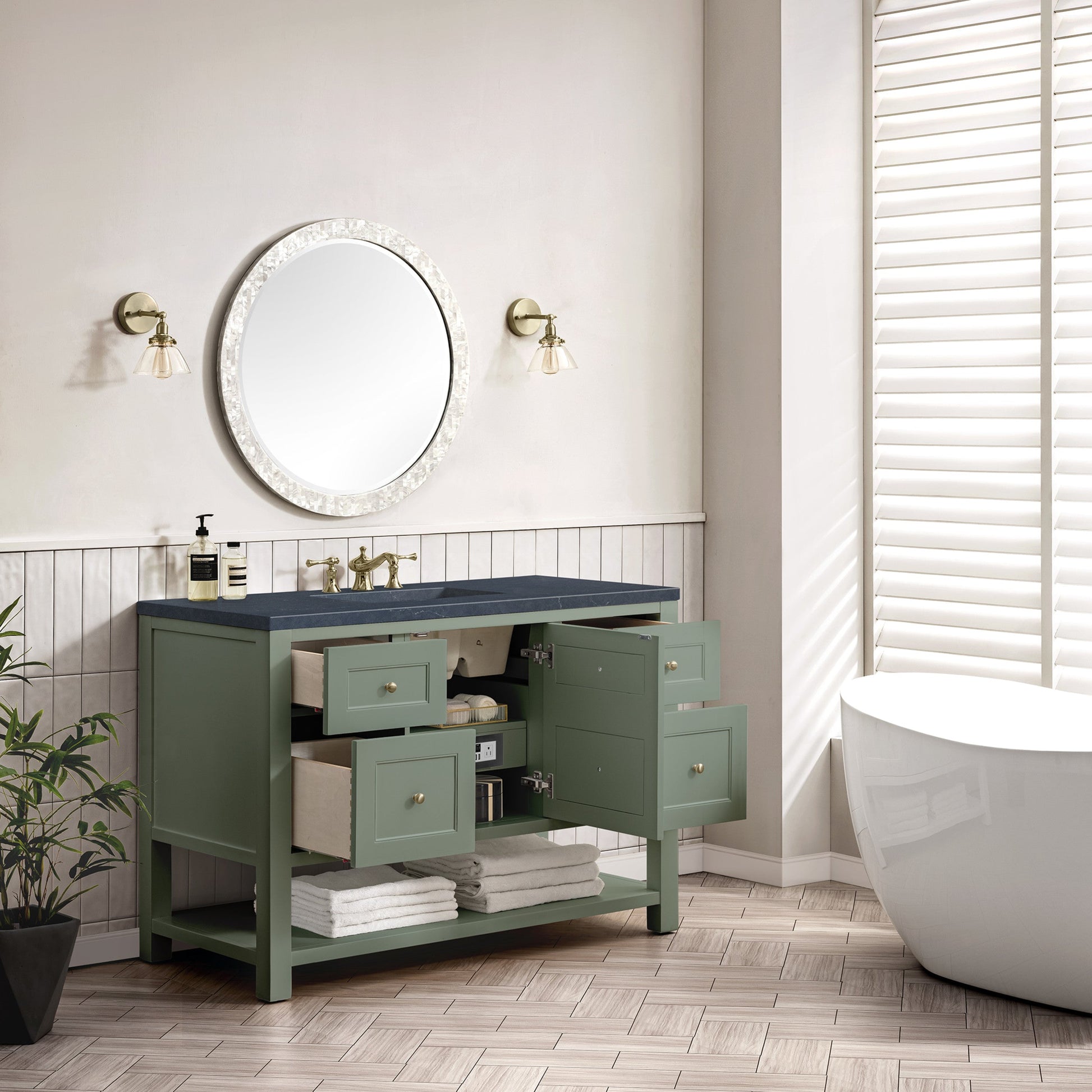 Smokey Celadon / Charcoal Soapstone - 3 Faucet Holes