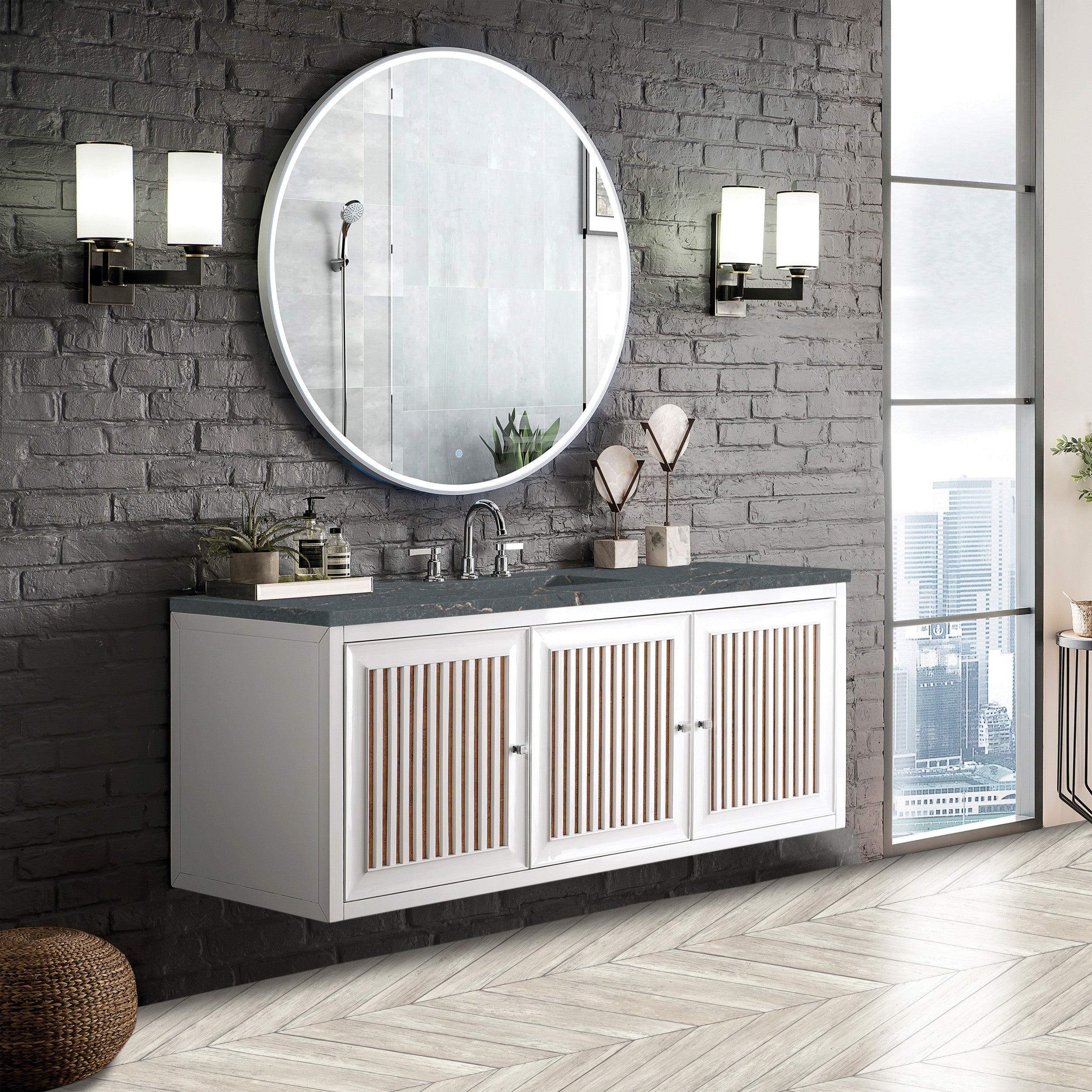 Glossy White / Parisien Bleu - 3 Faucet Holes