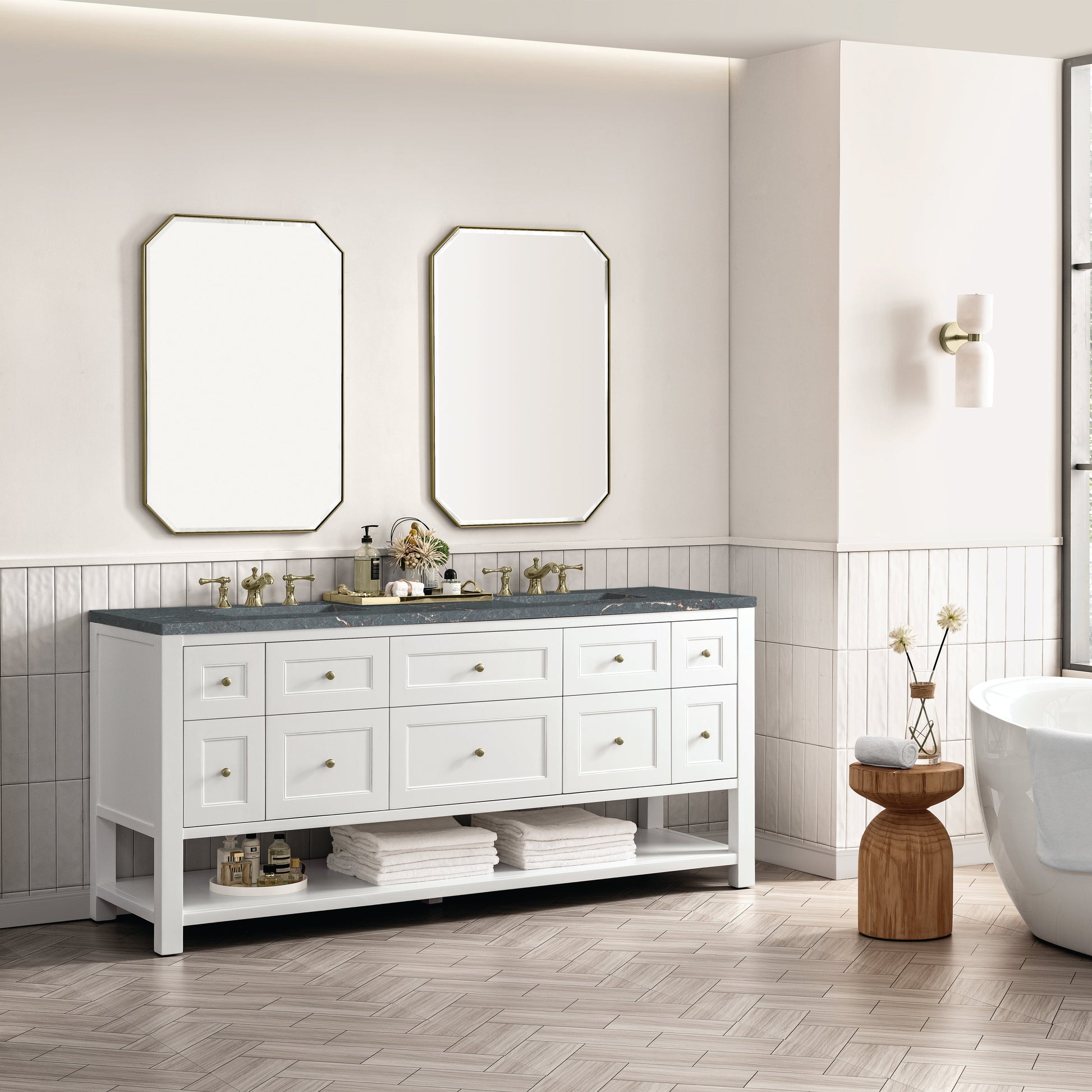 Bright White / Parisien Bleu - 3 Faucet Holes