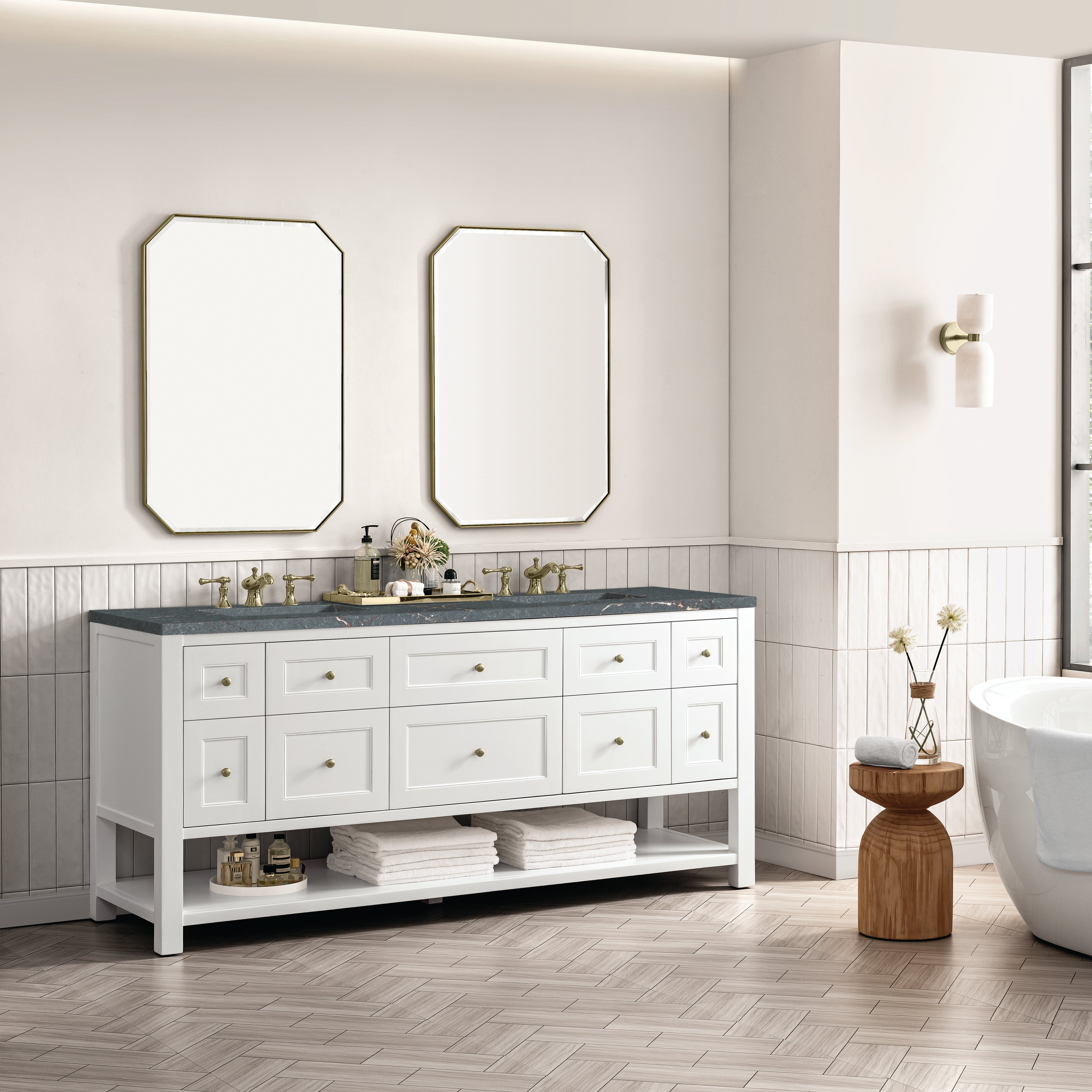 Bright White / Parisien Bleu - 3 Faucet Holes