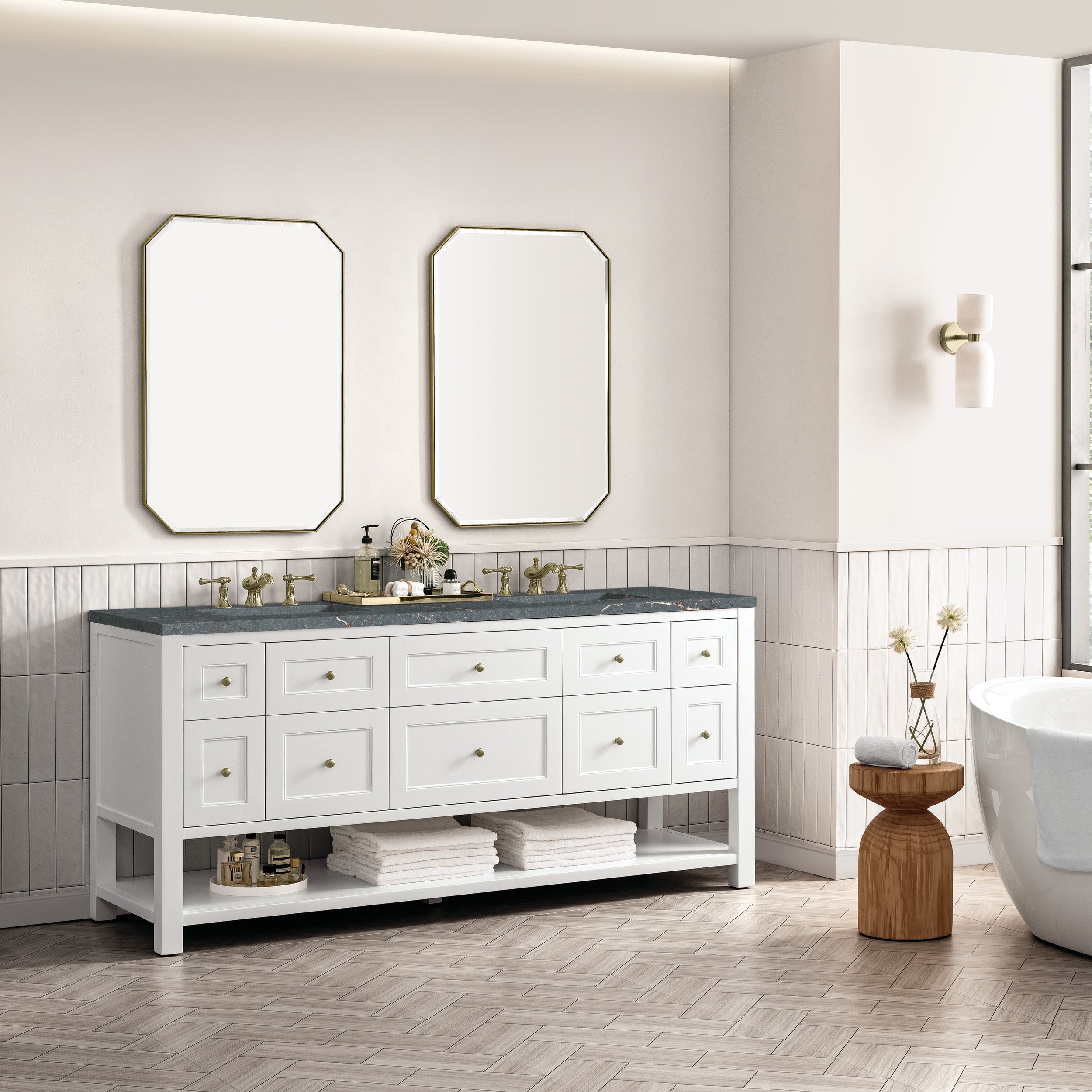 Bright White / Parisien Bleu - 3 Faucet Holes