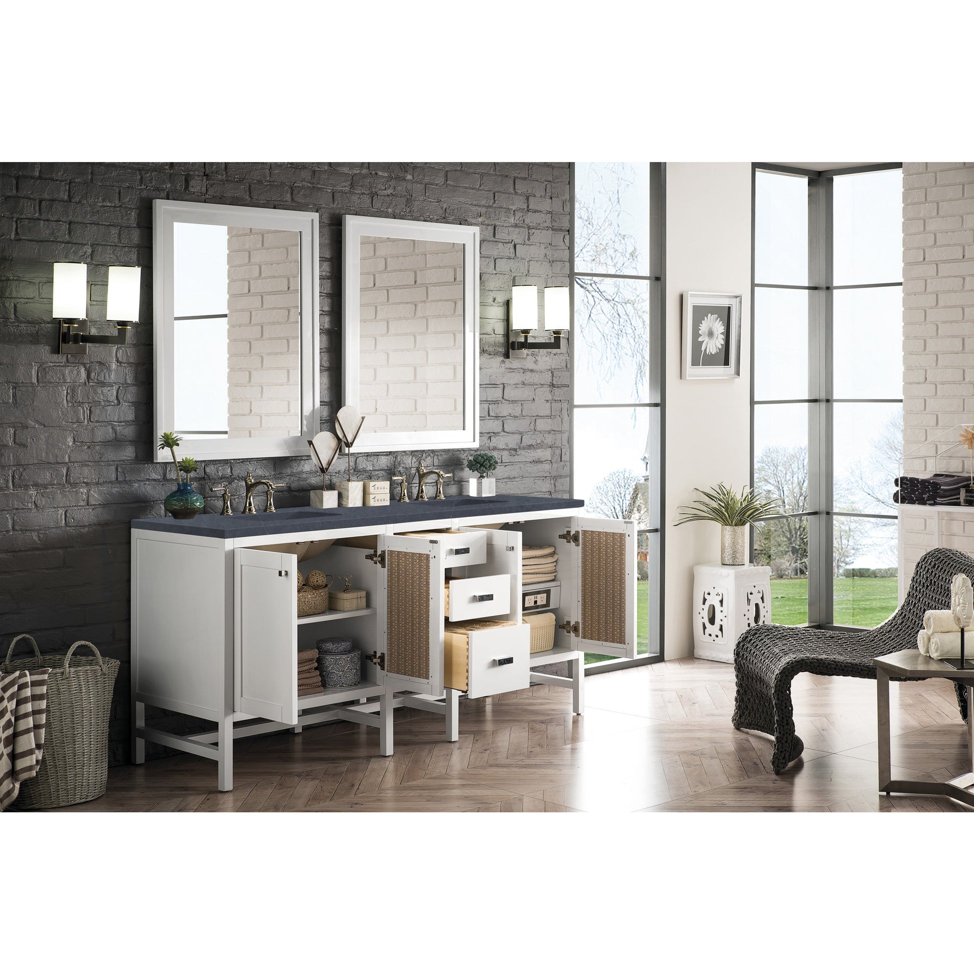 Glossy White / Charcoal Soapstone - 3 Faucet Holes