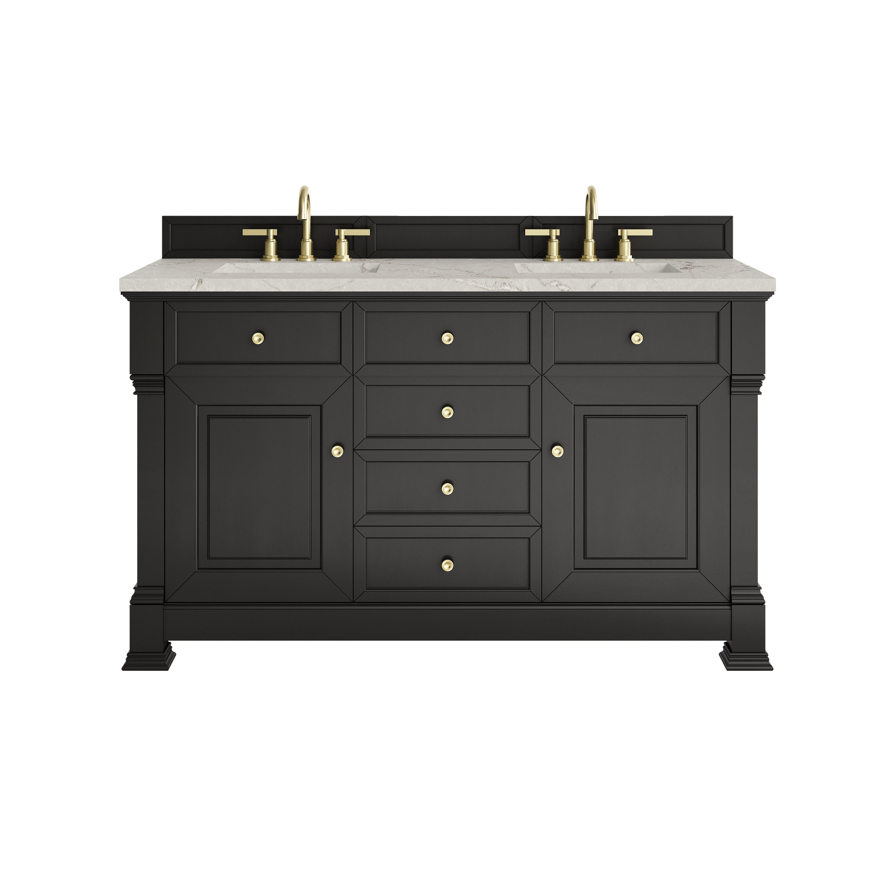 Black Onyx / Victorian Silver - 3 Faucet Holes