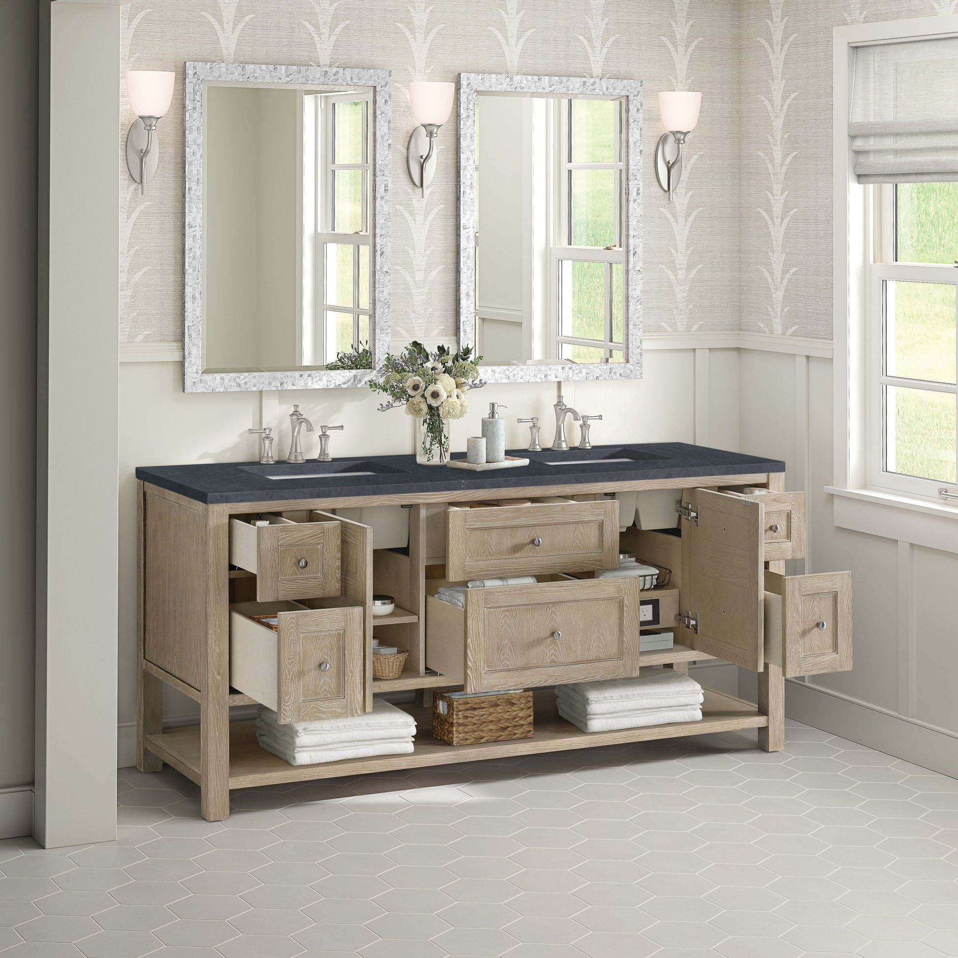 Whitewashed Oak / Charcoal Soapstone - 3 Faucet Holes