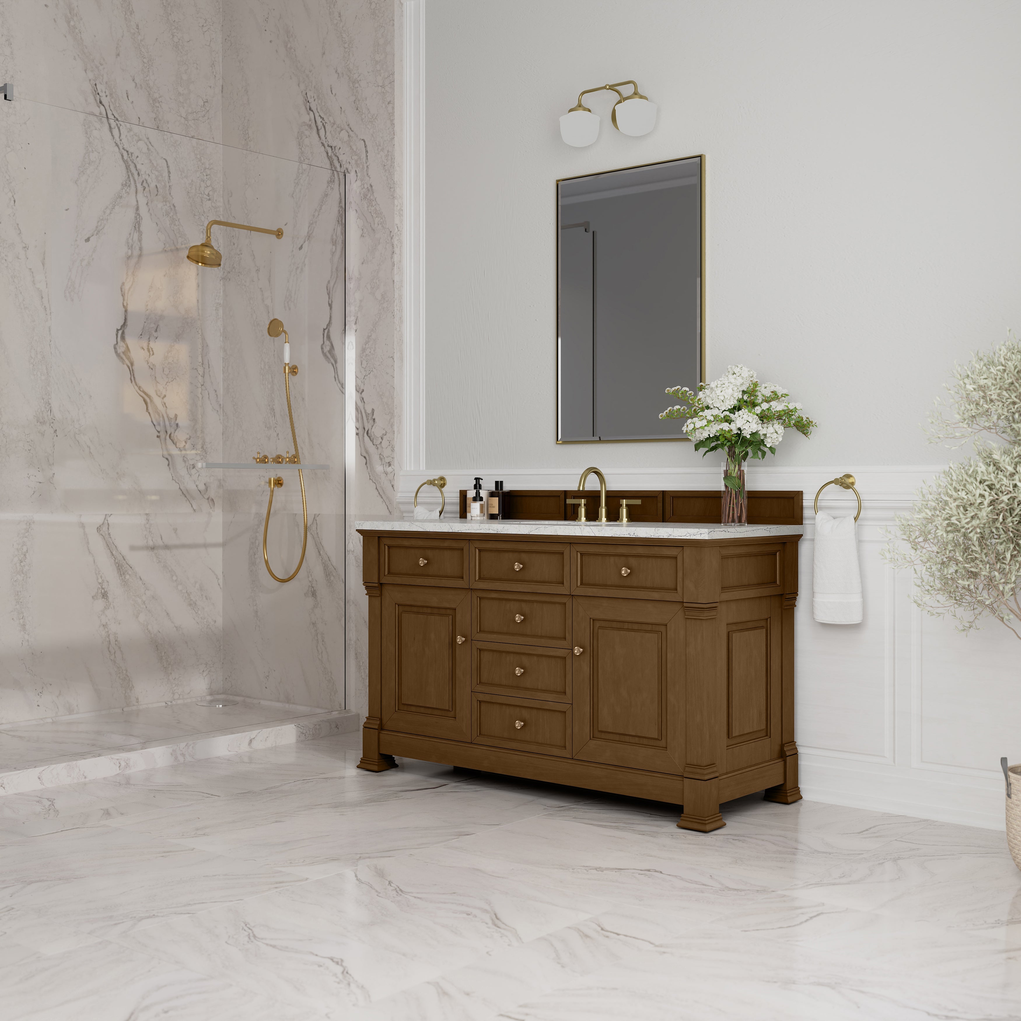 Honey Oak / Eternal Jasmine Pearl - 3 Faucet Holes