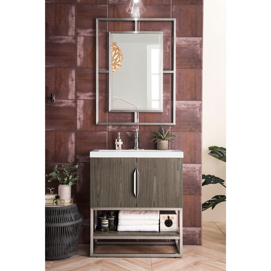 Ash Gray / Brushed Nickel / Glossy White - 1 Faucet Hole