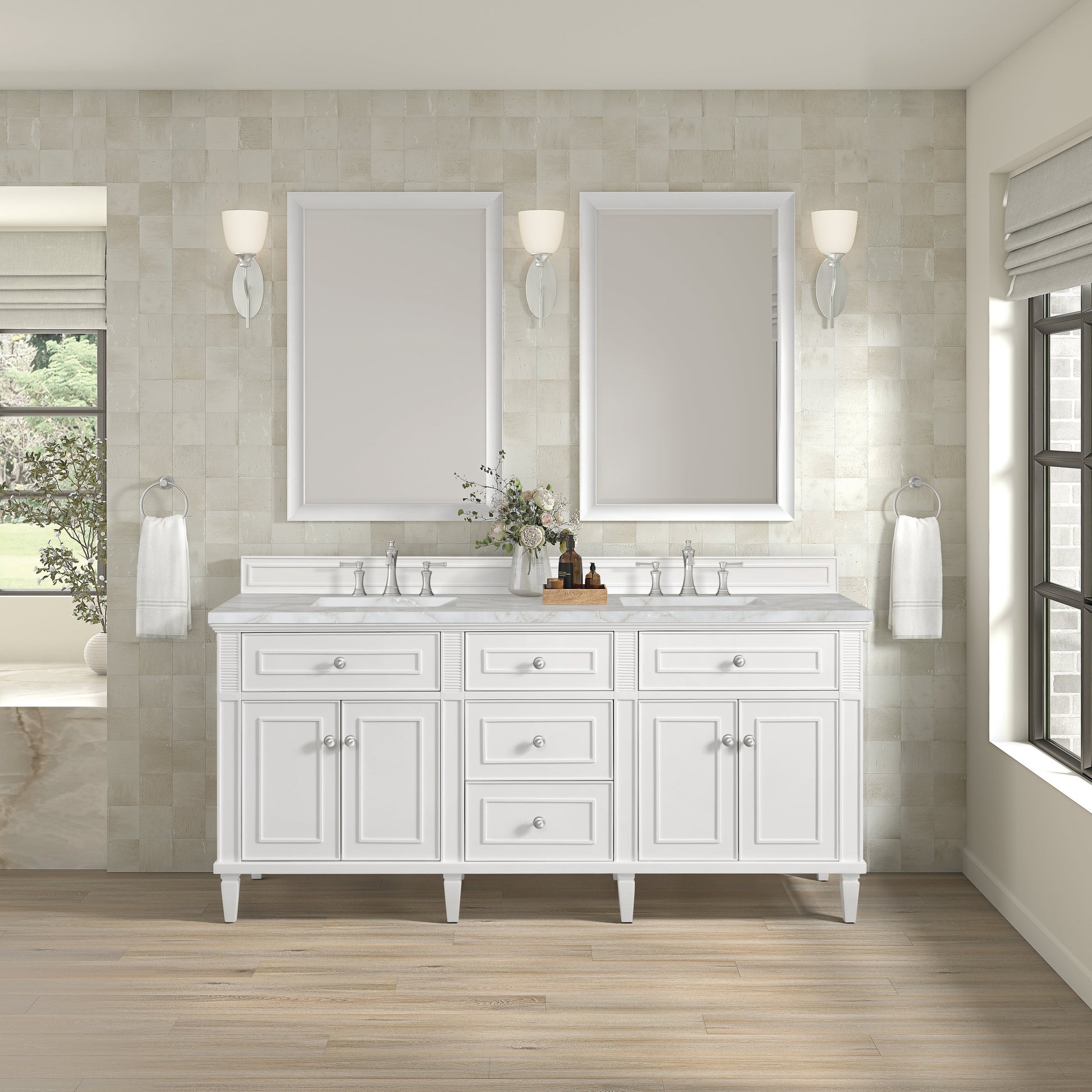 Bright White / Victorian Silver - 3 Faucet Holes