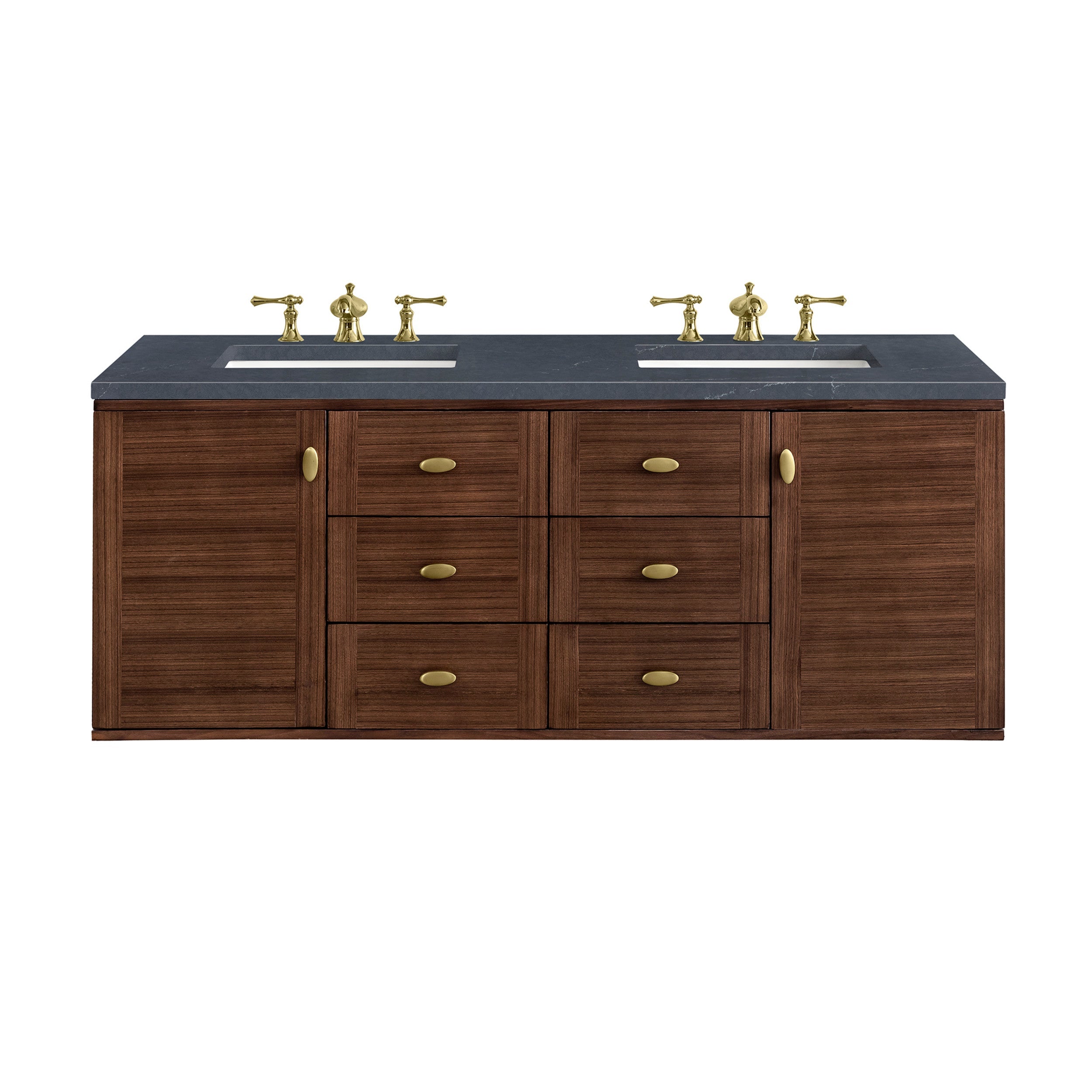Mid-Century Walnut / Charcoal Soapstone - 3 Faucet Holes