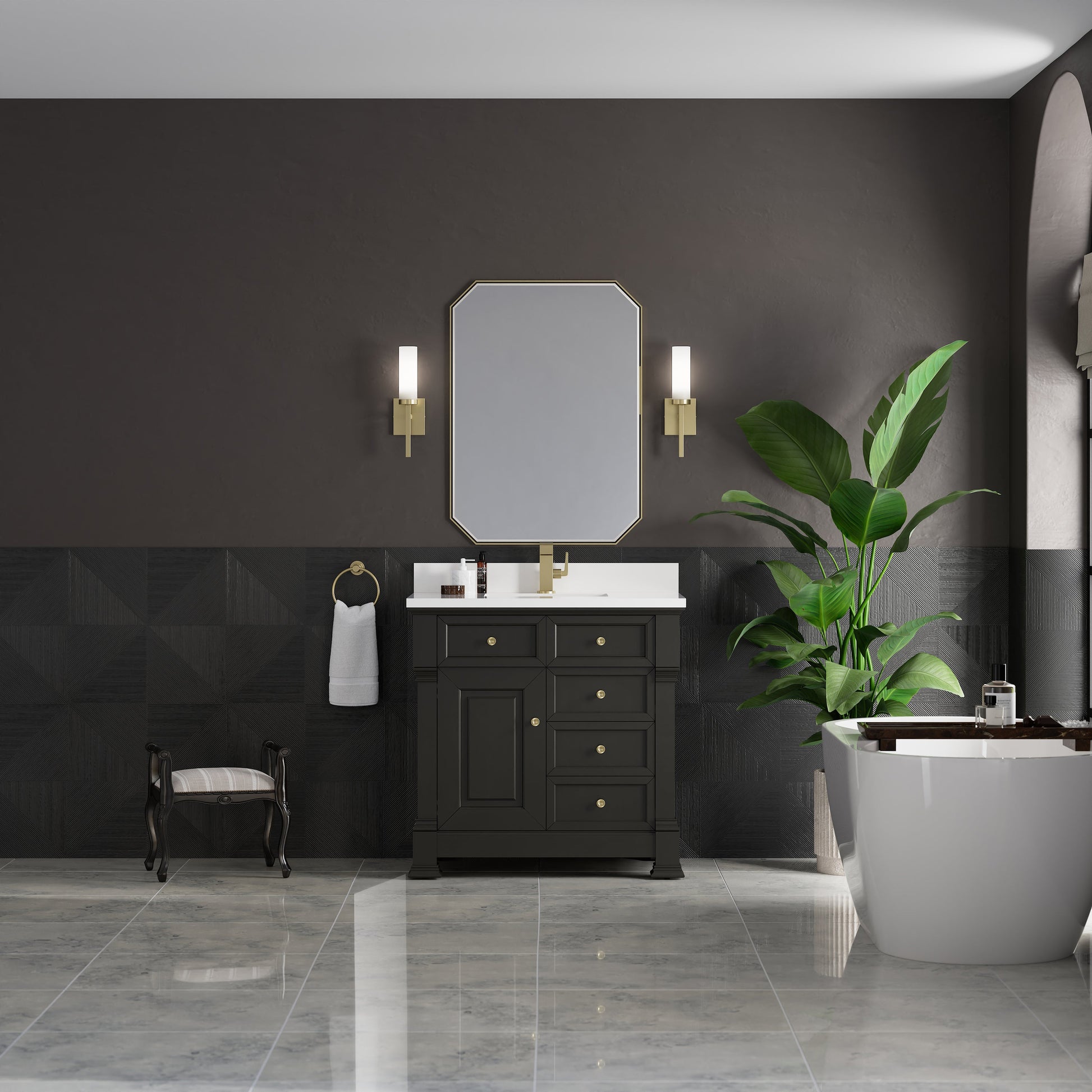 Black Onyx / White Zeus - 1 Faucet Hole