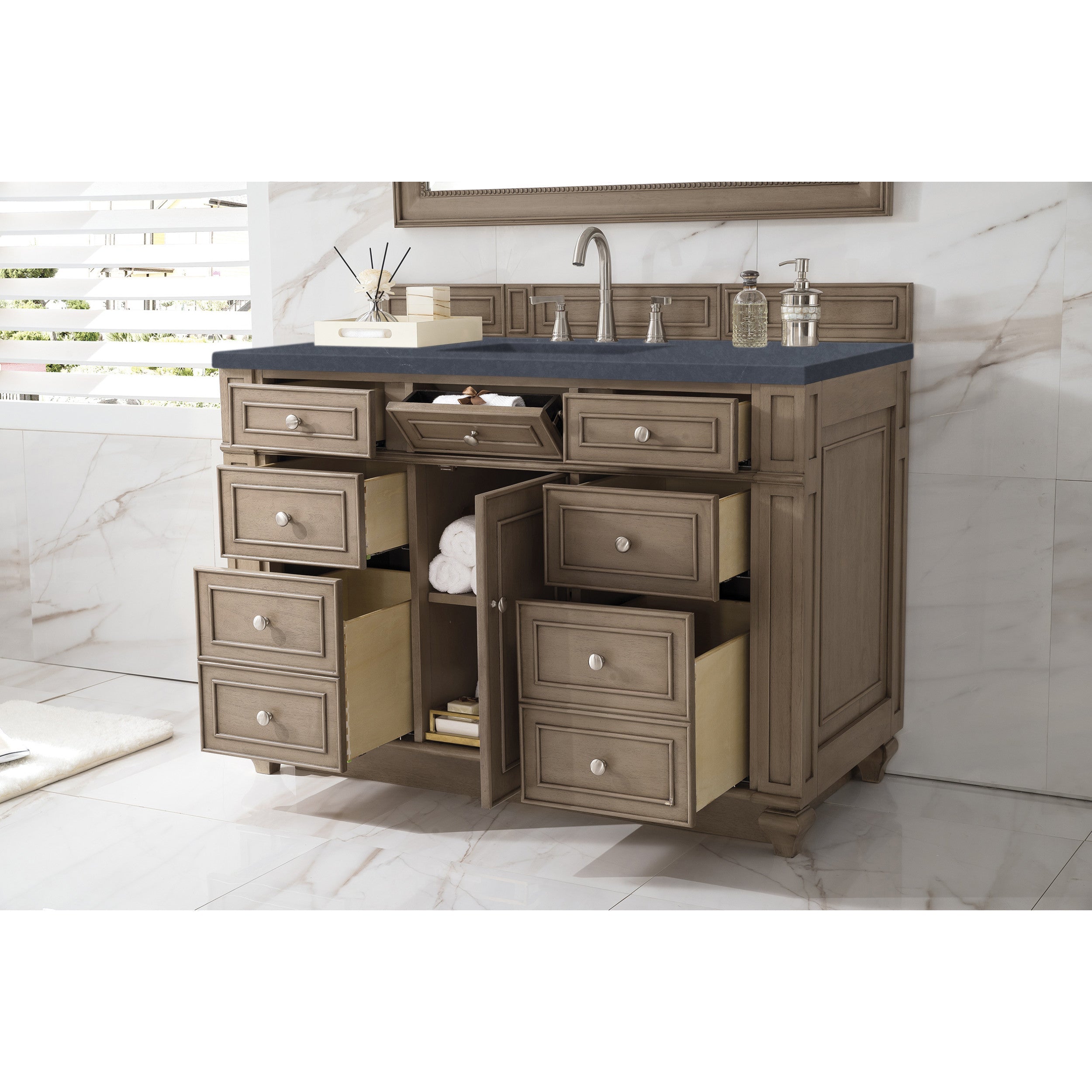 Whitewashed Walnut / Charcoal Soapstone - 3 Faucet Holes