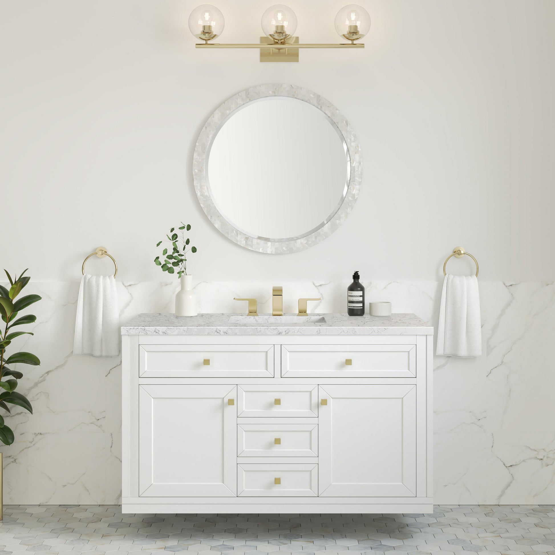 Glossy White / Eternal Jasmine Pearl - 3 Faucet Holes