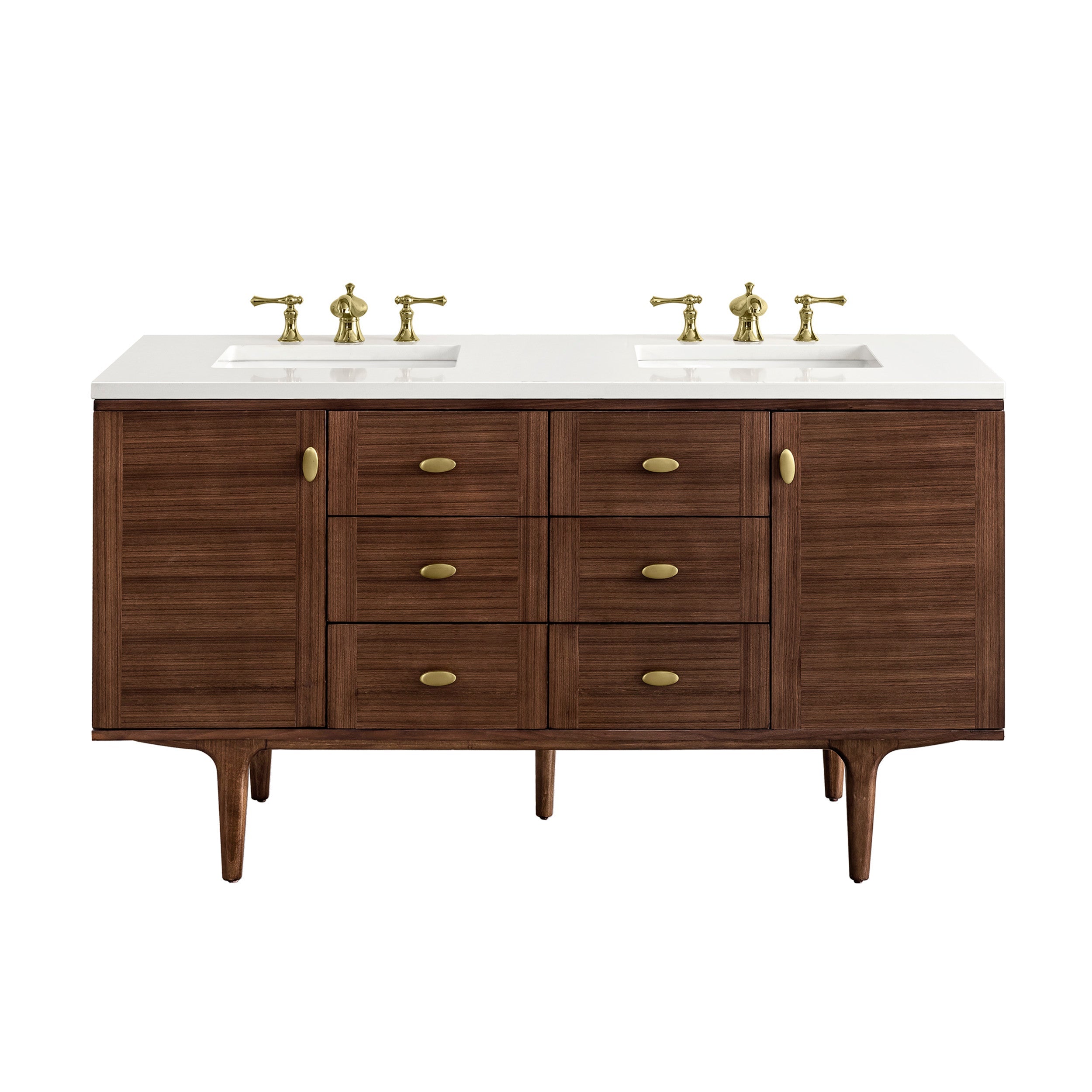 Mid-Century Walnut / White Zeus - 3 Faucet Holes