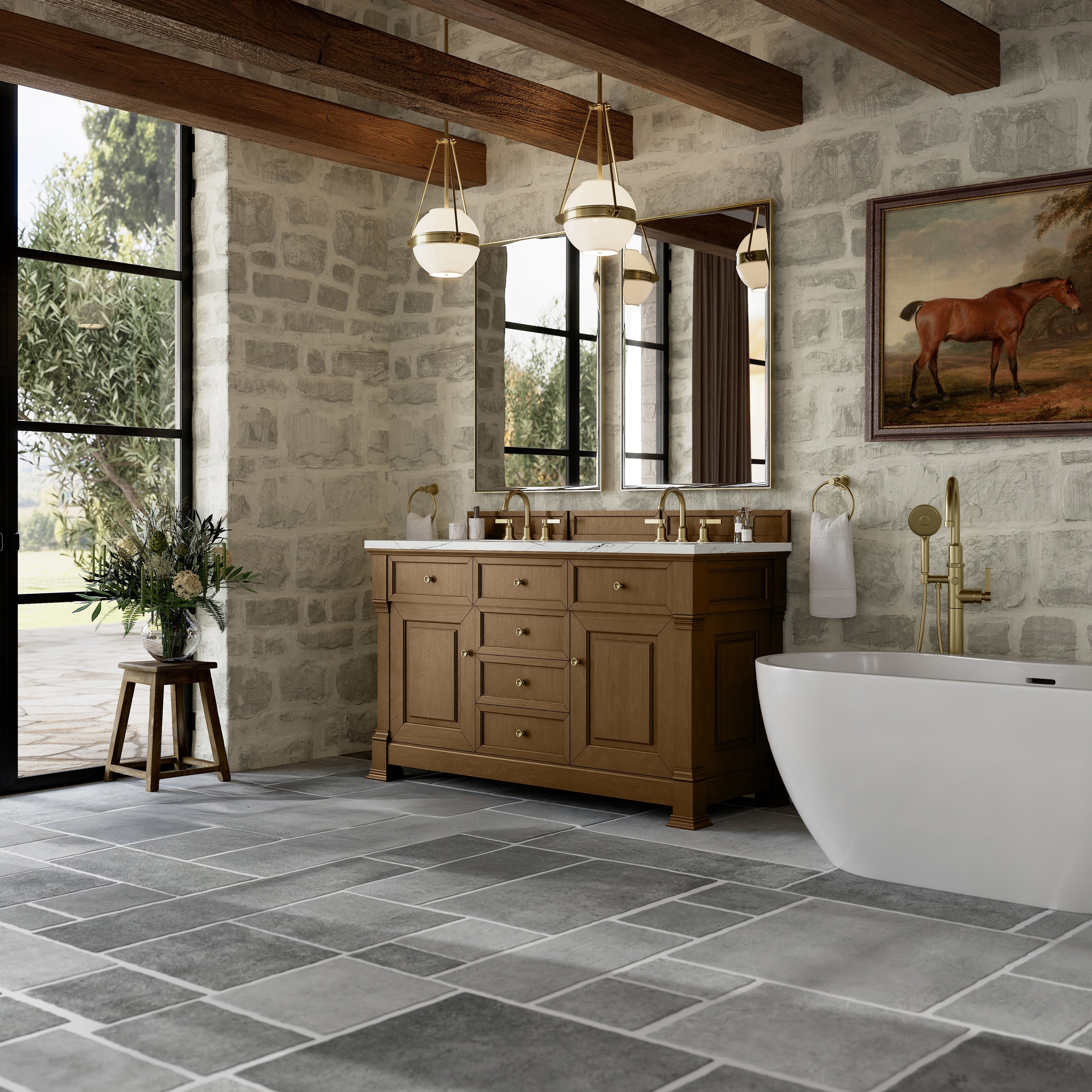 Honey Oak / Ethereal Noctis - 3 Faucet Holes