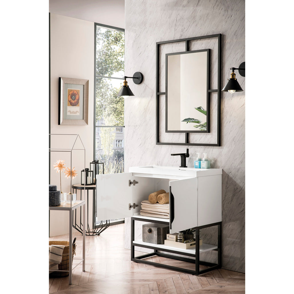 Glossy White / Matte Black / Glossy White - 1 Faucet Hole