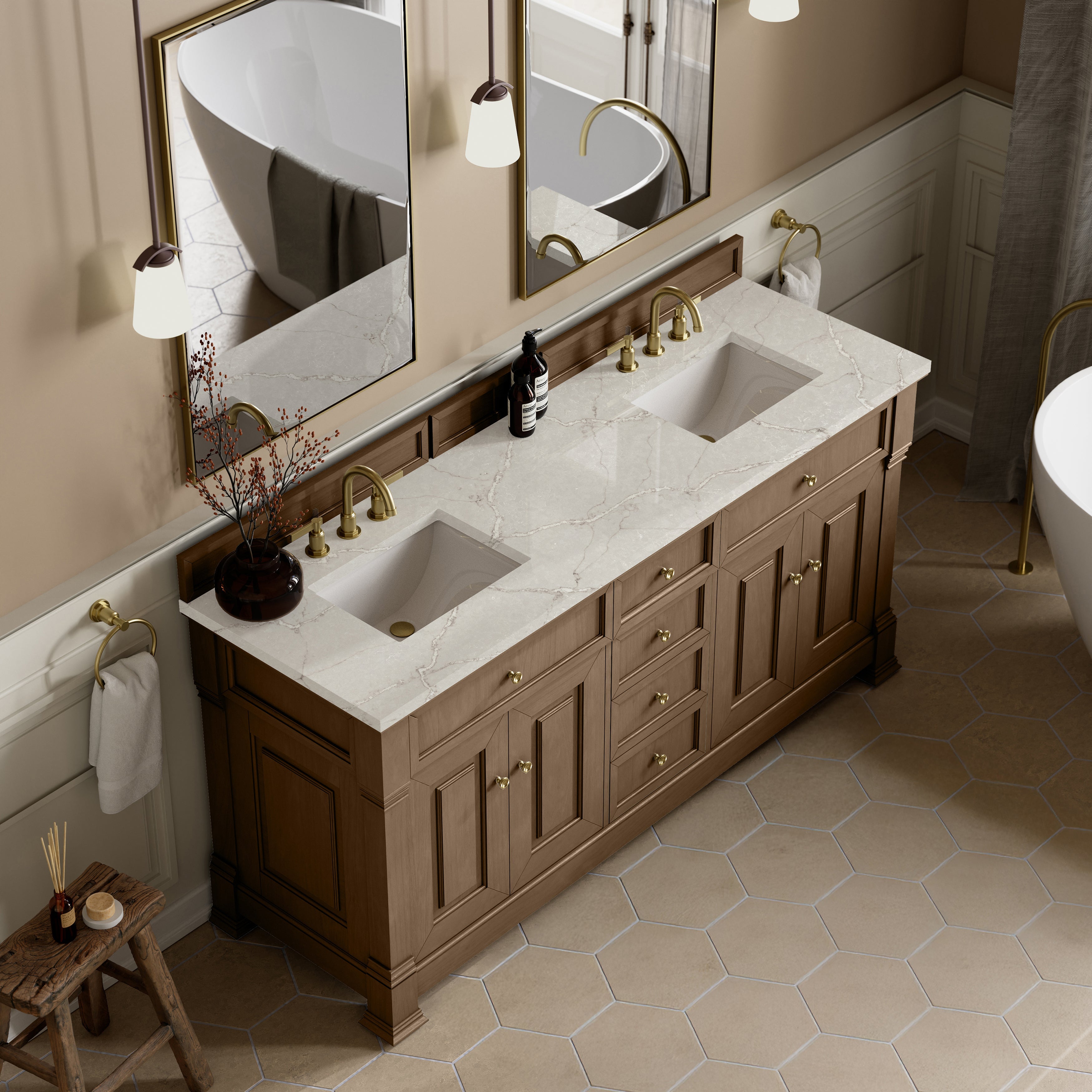 Pecan / Victorian Silver - 3 Faucet Holes