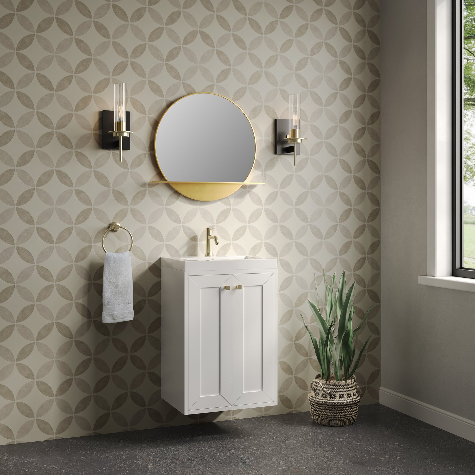 Glossy White / Champagne Brass