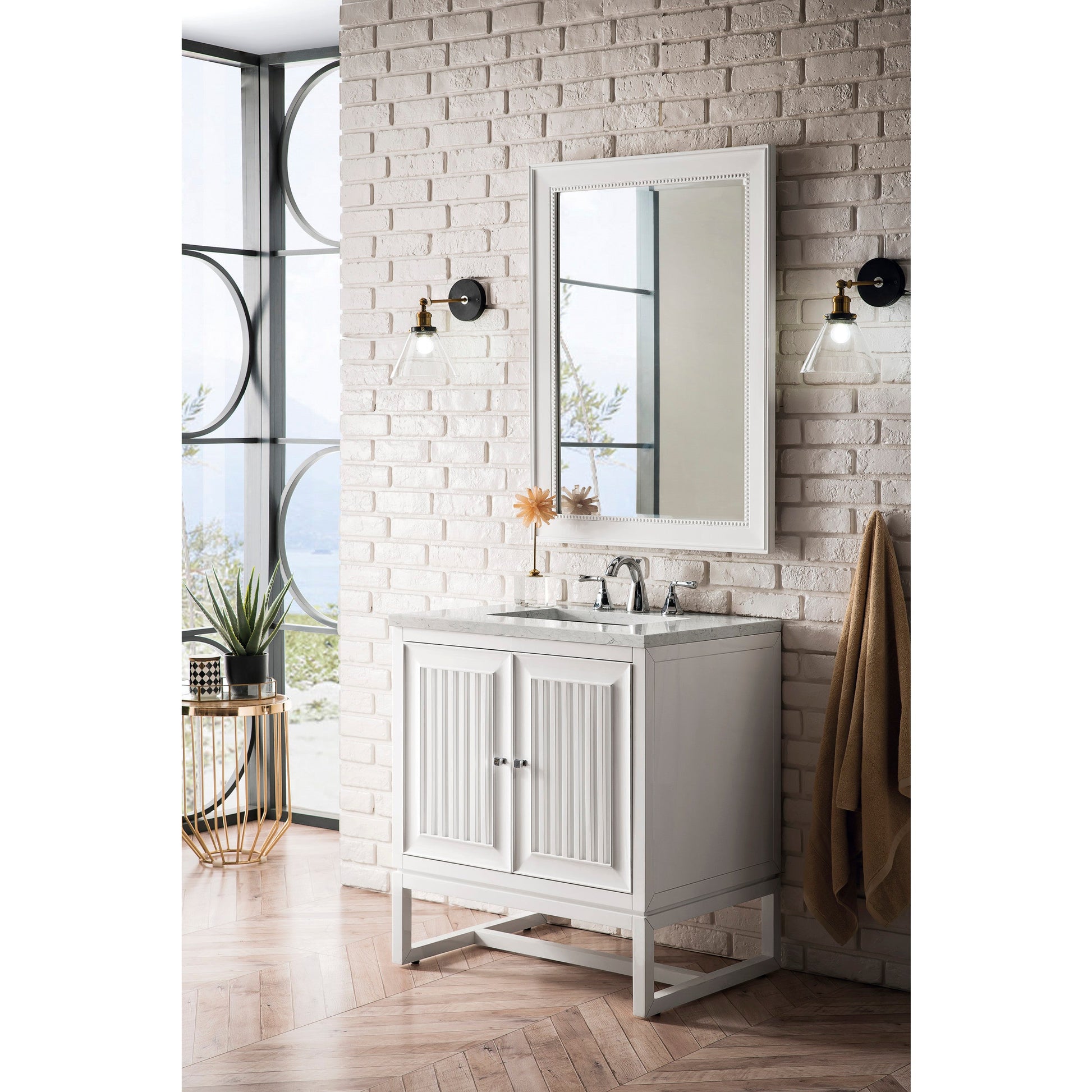 Glossy White / Carrara White - 3 Faucet Holes