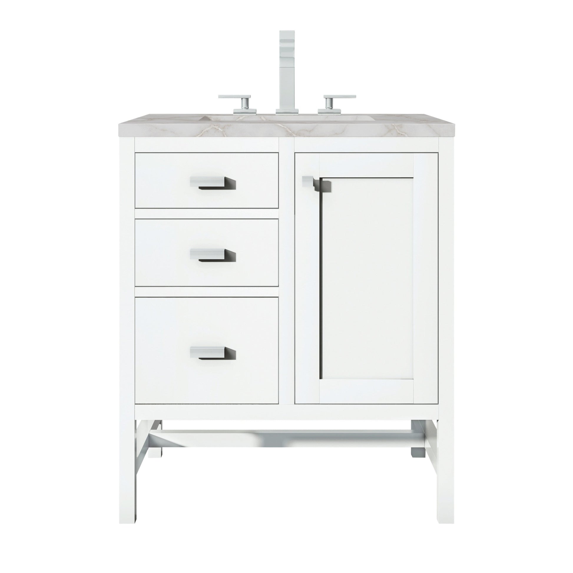 Glossy White / Victorian Silver - 3 Faucet Holes