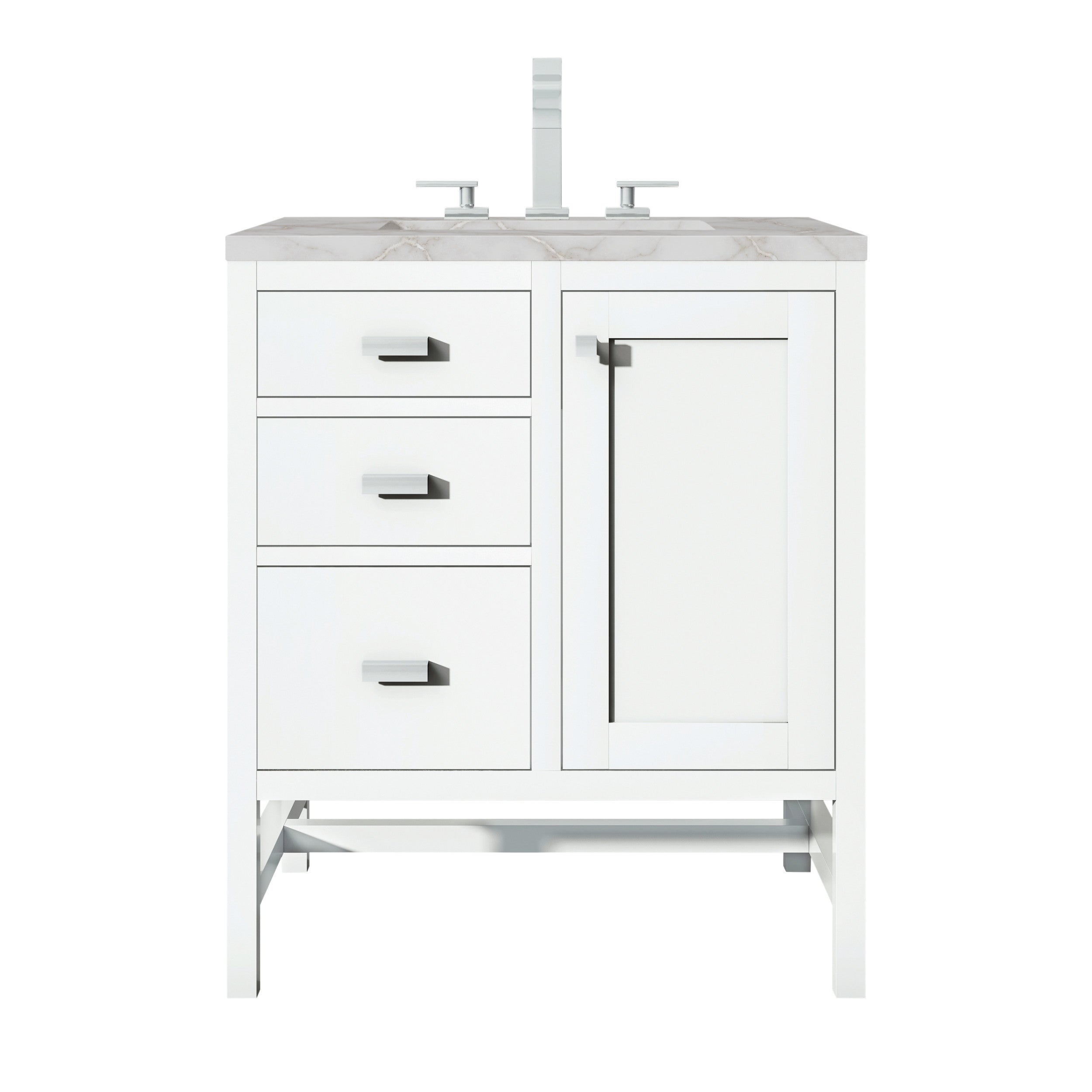 Glossy White / Victorian Silver - 3 Faucet Holes
